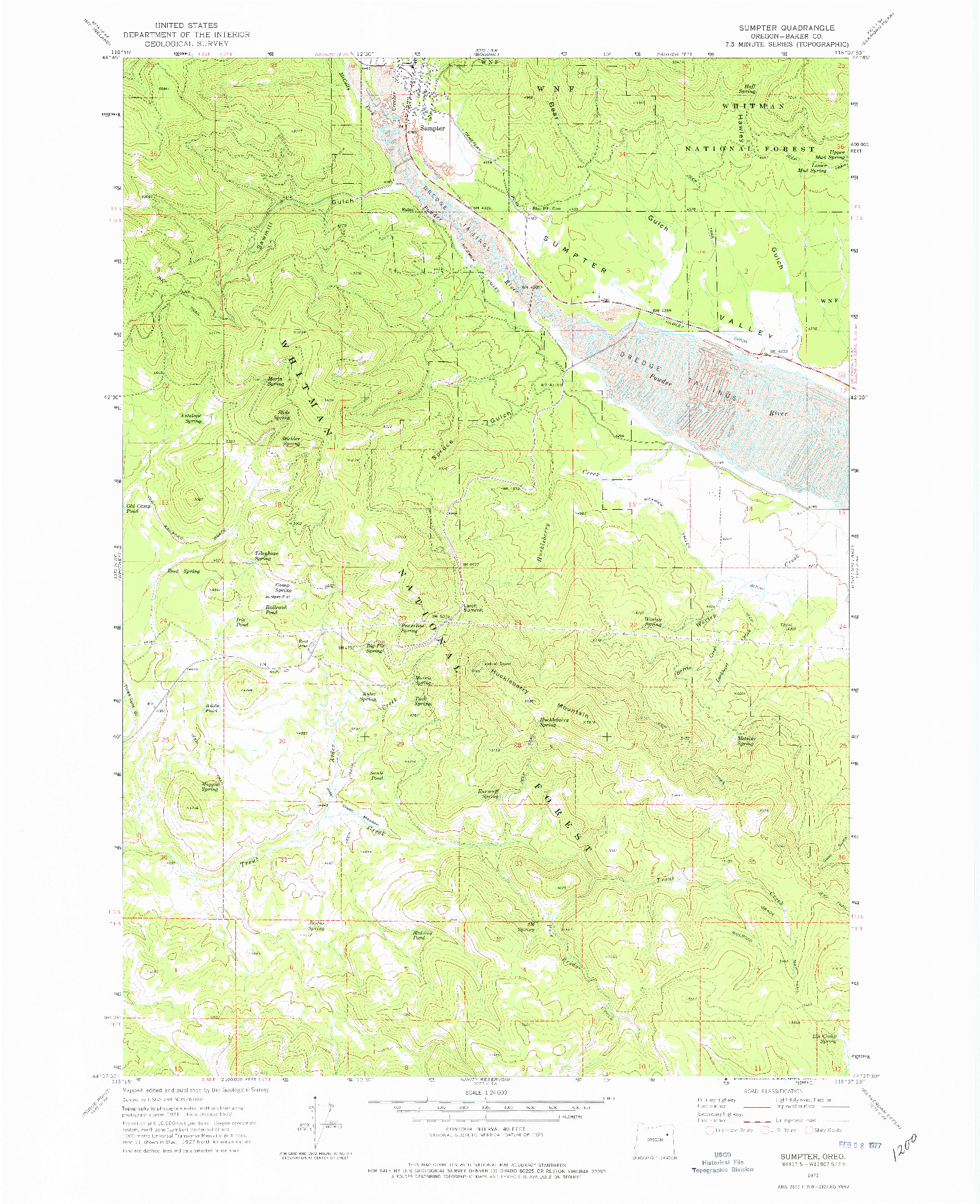 USGS 1:24000-SCALE QUADRANGLE FOR SUMPTER, OR 1972