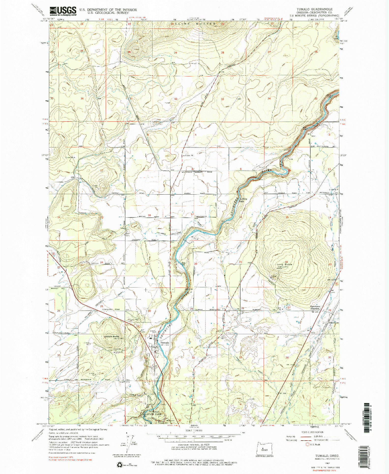 USGS 1:24000-SCALE QUADRANGLE FOR TUMALO, OR 1962