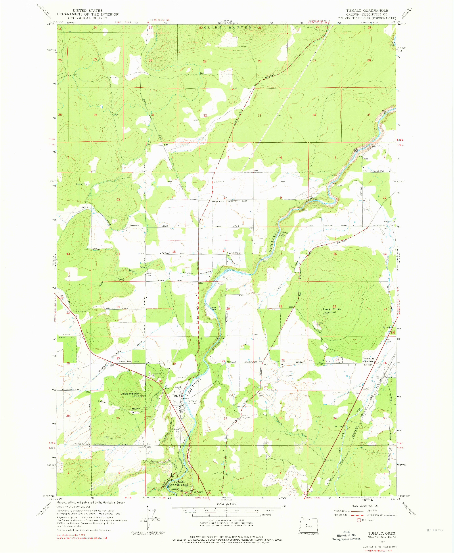 USGS 1:24000-SCALE QUADRANGLE FOR TUMALO, OR 1962