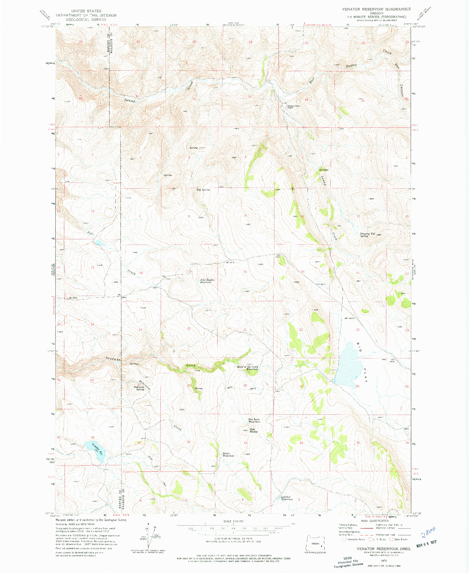 USGS 1:24000-SCALE QUADRANGLE FOR VENATOR RESERVOIR, OR 1972