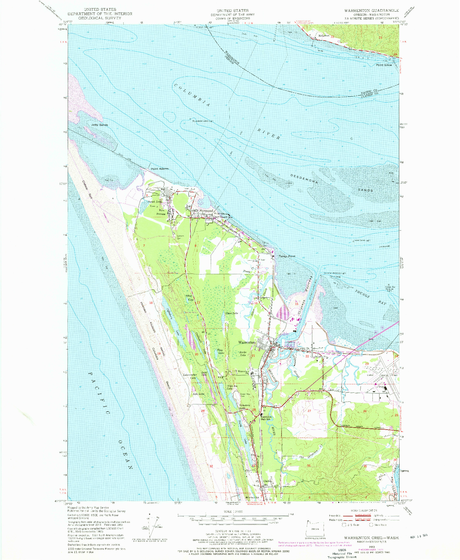 USGS 1:24000-SCALE QUADRANGLE FOR WARRENTON, OR 1953