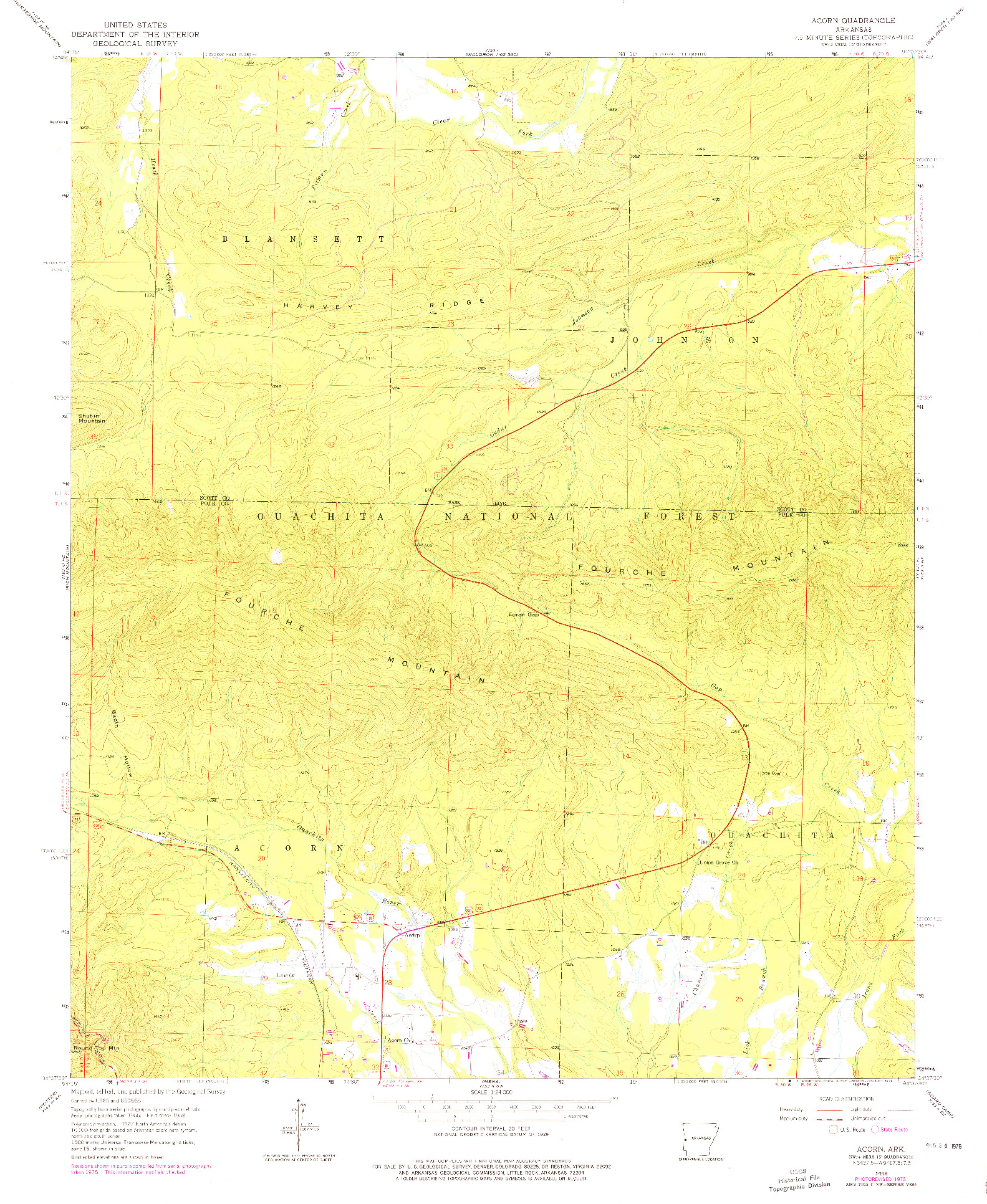 USGS 1:24000-SCALE QUADRANGLE FOR ACORN, AR 1958