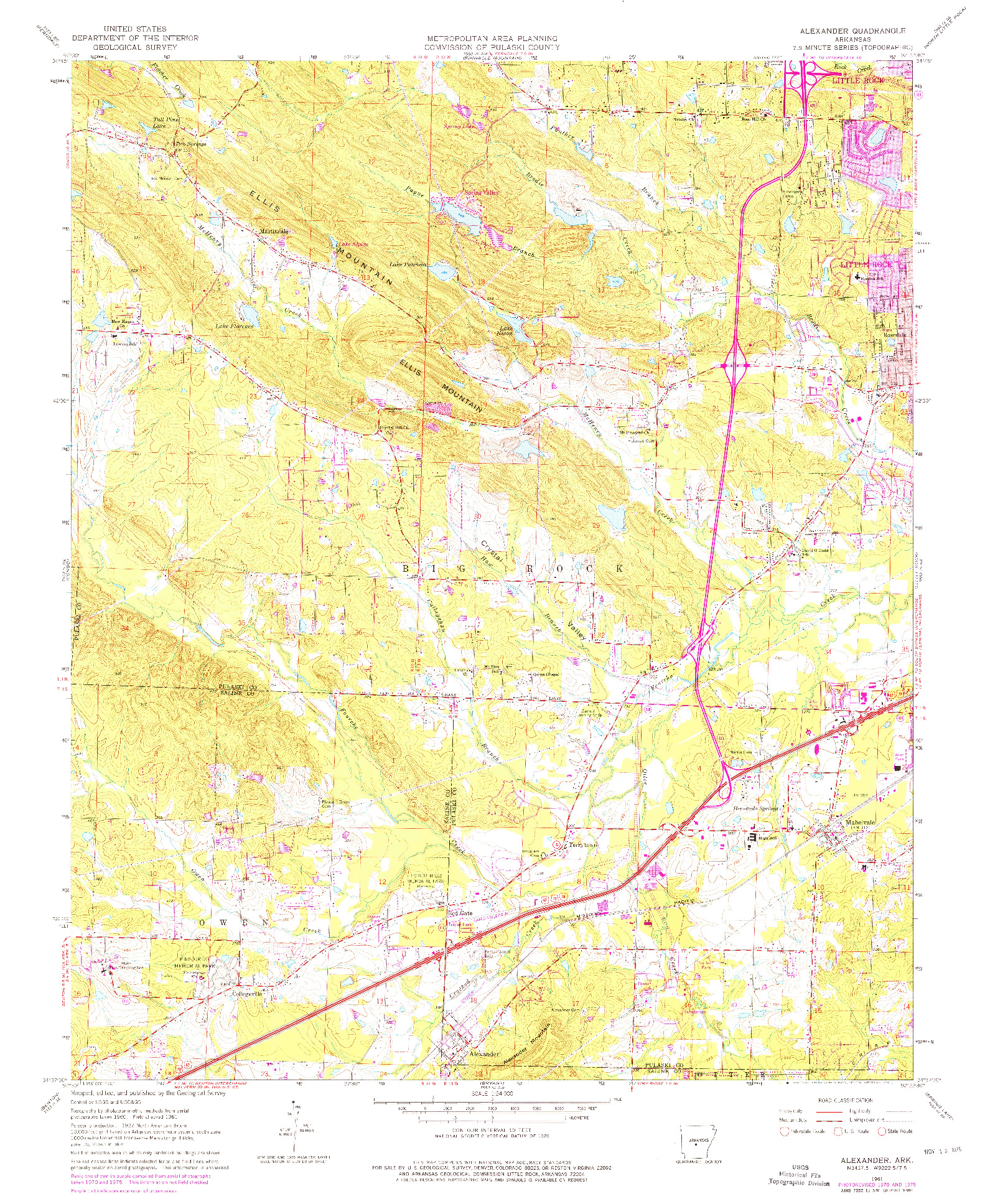 USGS 1:24000-SCALE QUADRANGLE FOR ALEXANDER, AR 1961