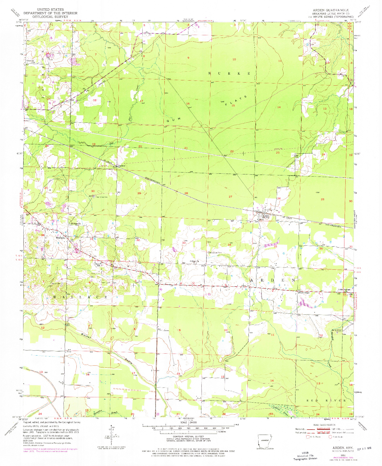 USGS 1:24000-SCALE QUADRANGLE FOR ARDEN, AR 1951