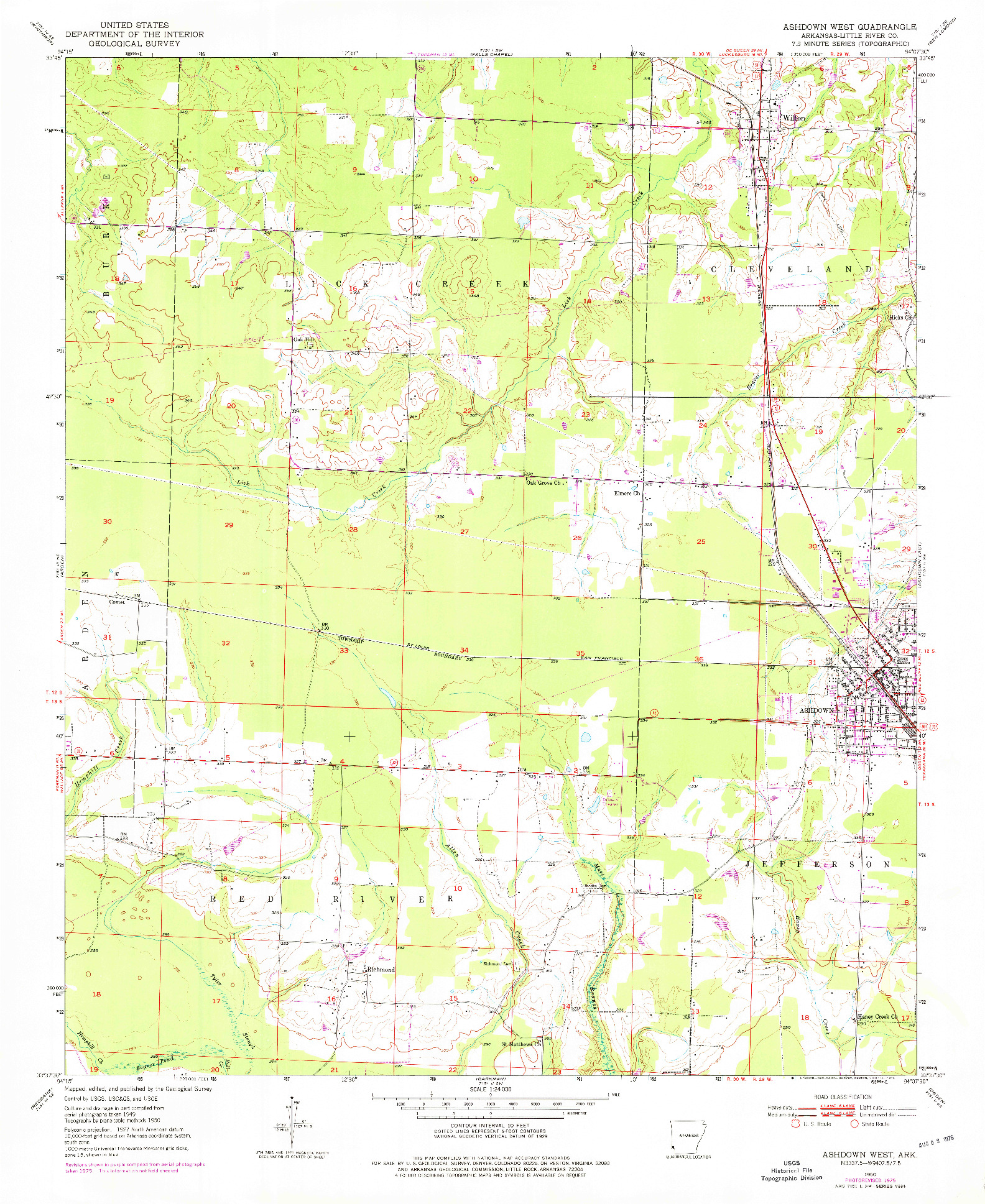 USGS 1:24000-SCALE QUADRANGLE FOR ASHDOWN WEST, AR 1950
