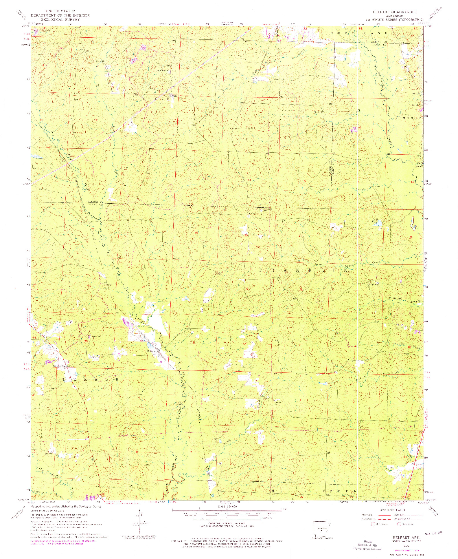 USGS 1:24000-SCALE QUADRANGLE FOR BELFAST, AR 1964