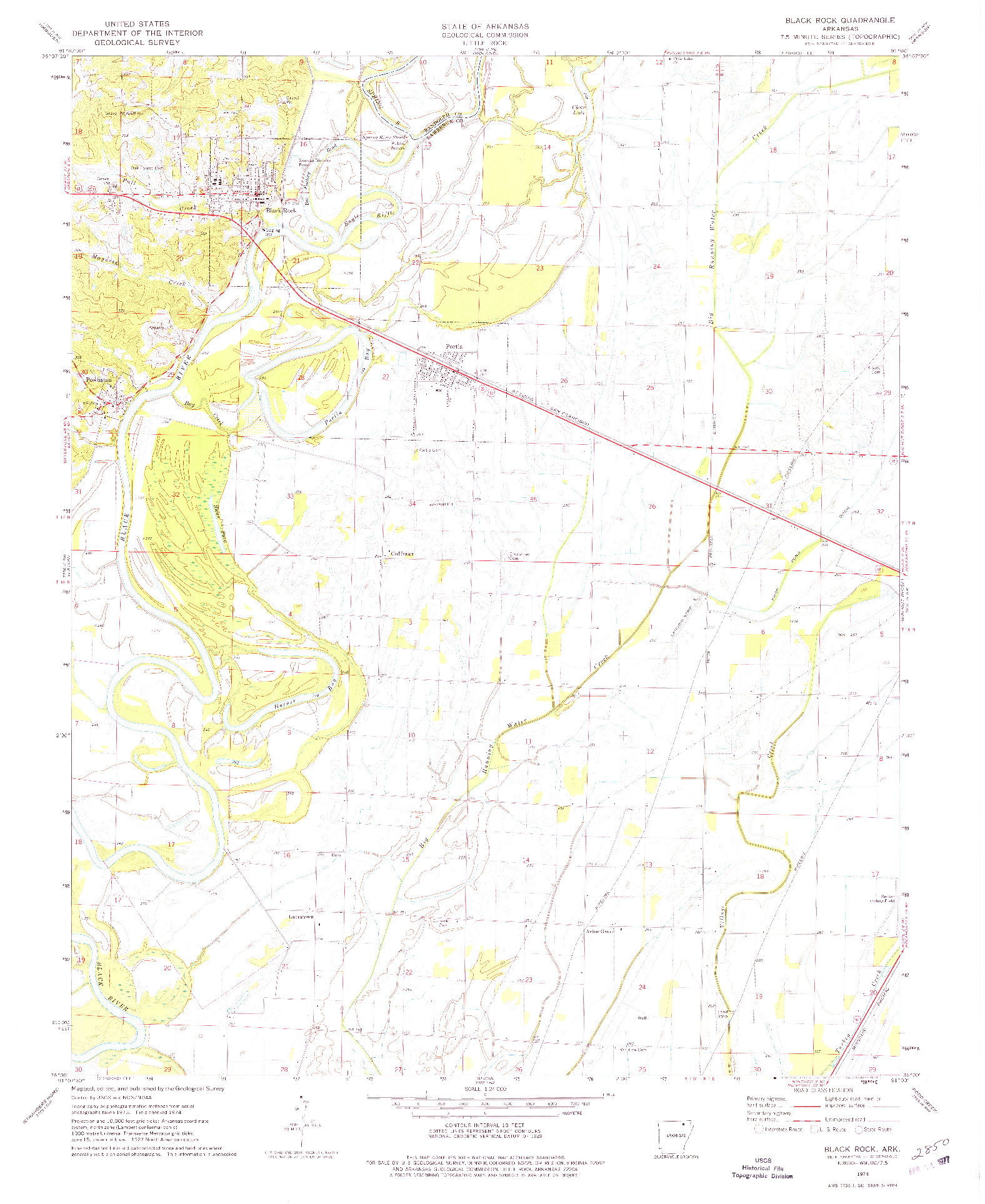 USGS 1:24000-SCALE QUADRANGLE FOR BLACK ROCK, AR 1974