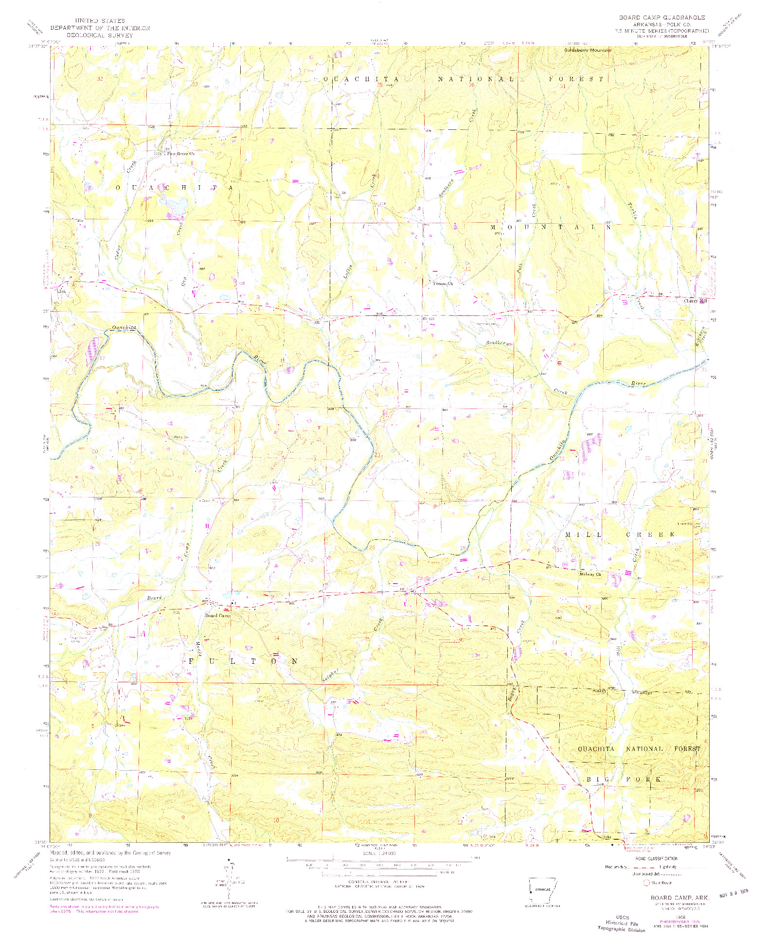 USGS 1:24000-SCALE QUADRANGLE FOR BOARD CAMP, AR 1958