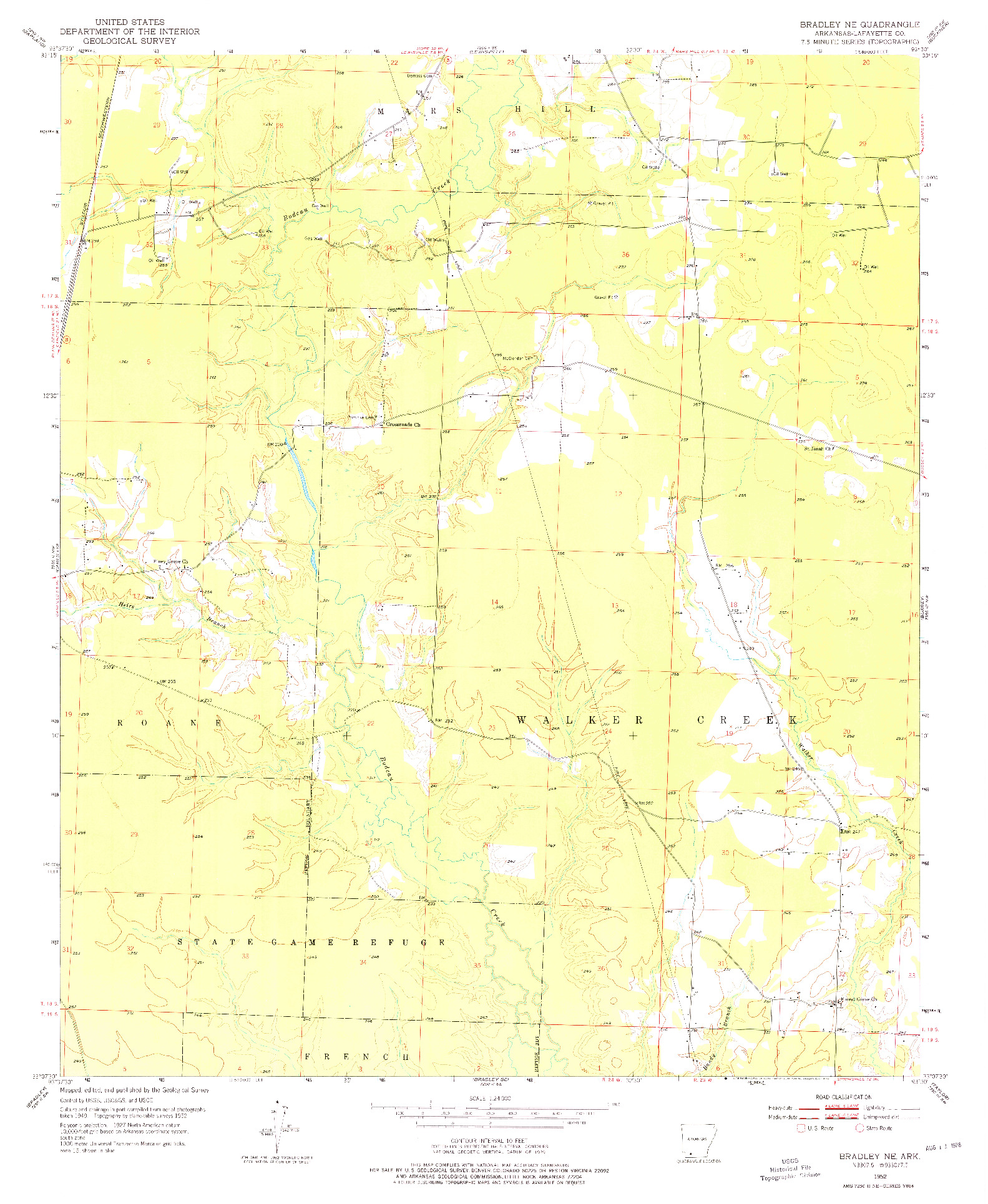 USGS 1:24000-SCALE QUADRANGLE FOR BRADLEY NE, AR 1952