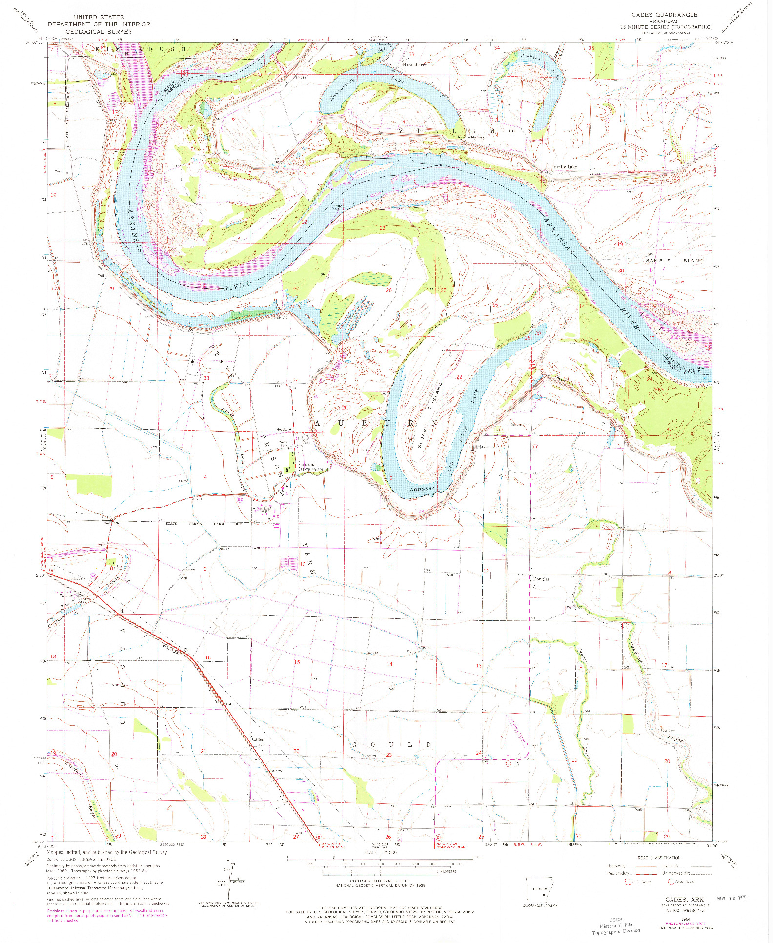 USGS 1:24000-SCALE QUADRANGLE FOR CADES, AR 1964