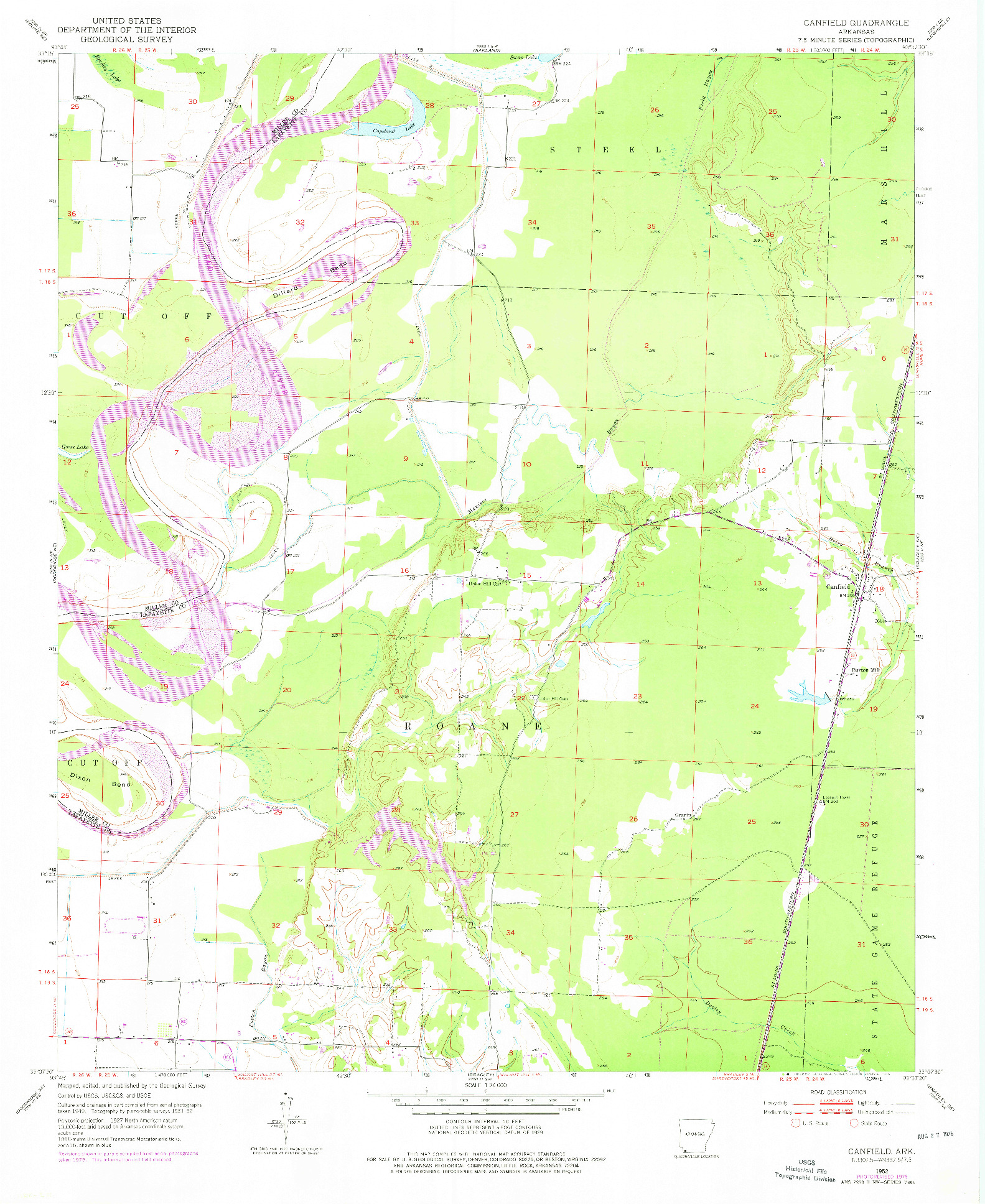 USGS 1:24000-SCALE QUADRANGLE FOR CANFIELD, AR 1952