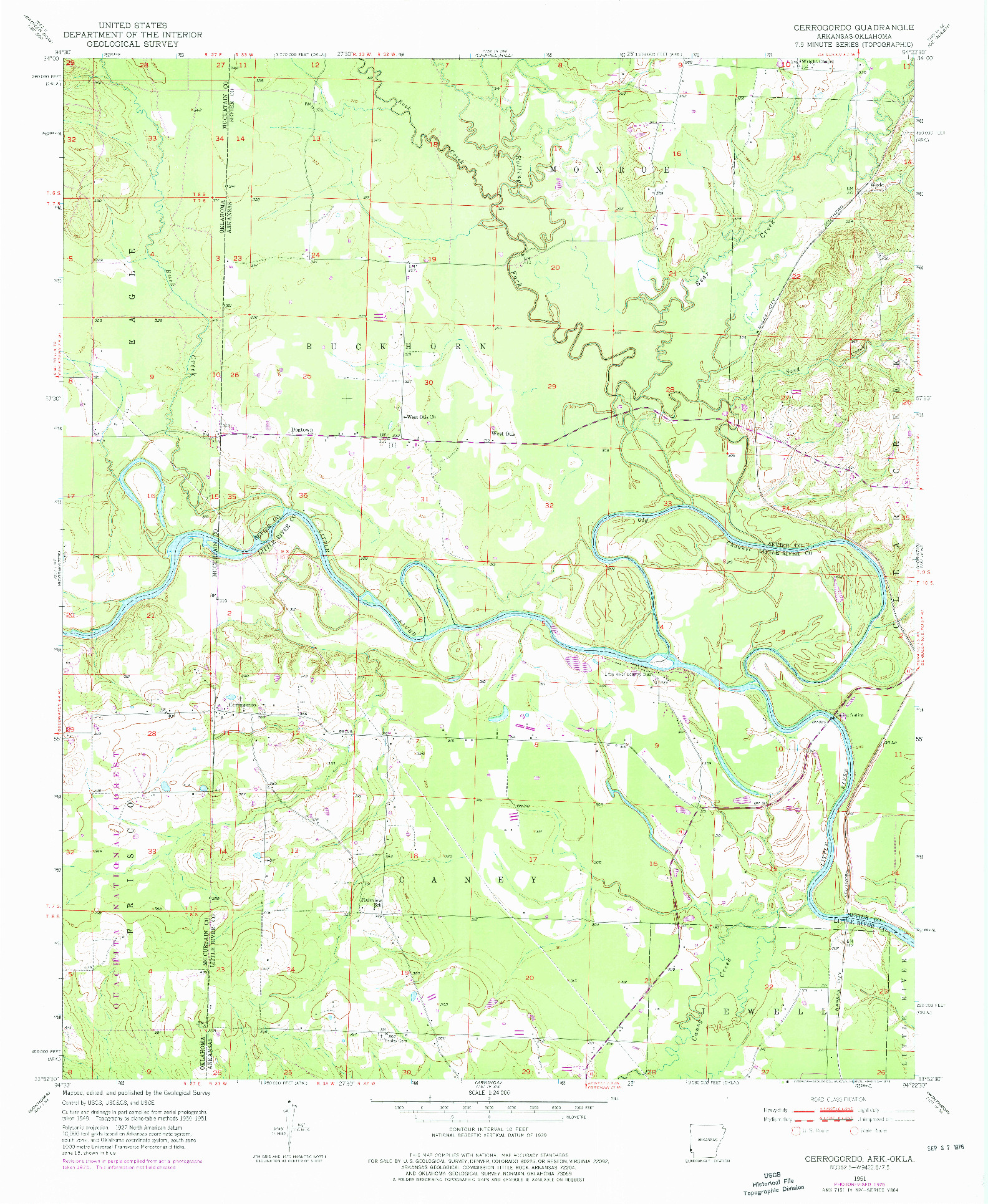 USGS 1:24000-SCALE QUADRANGLE FOR CERROGORDO, AR 1951