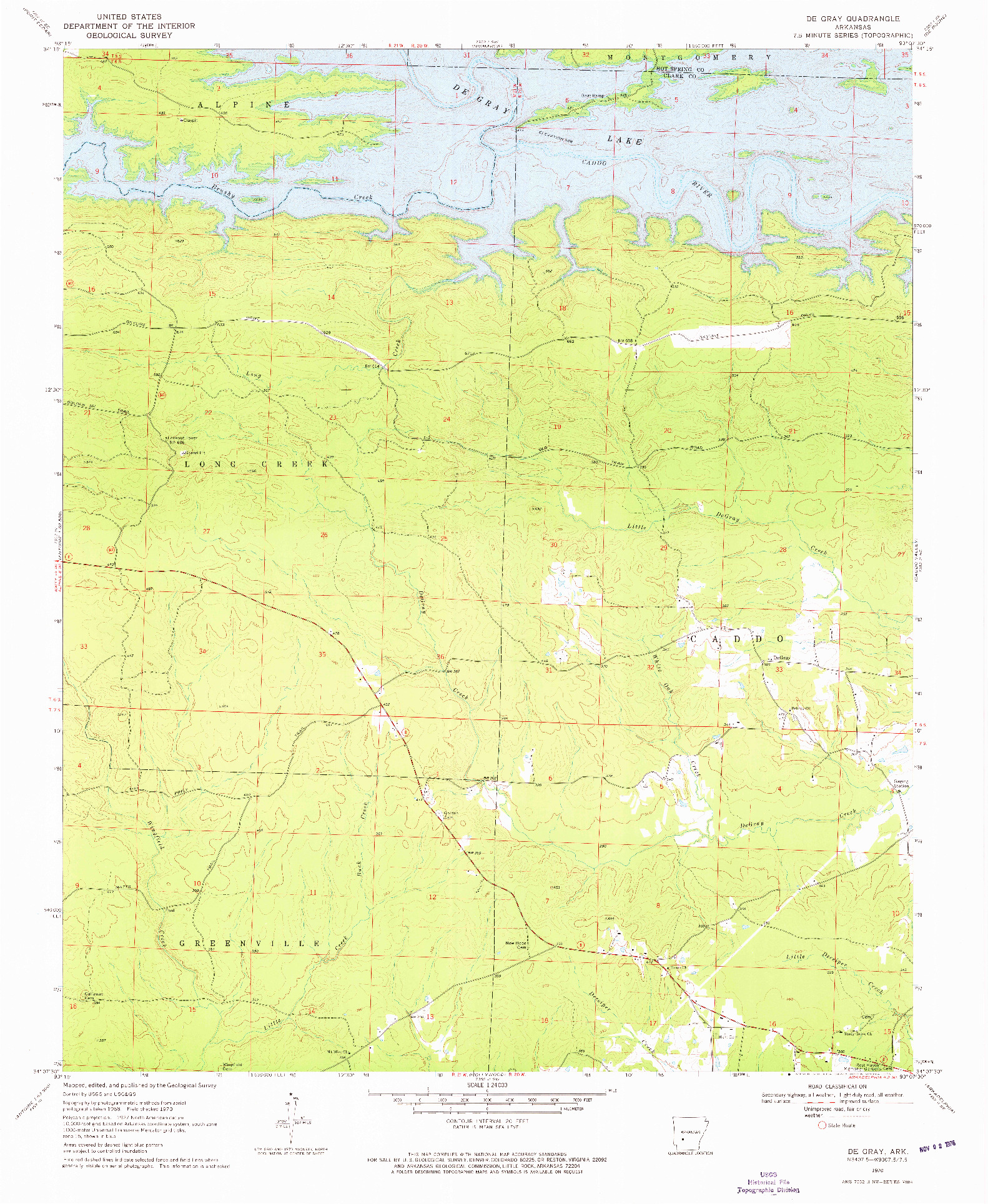 USGS 1:24000-SCALE QUADRANGLE FOR DE GRAY, AR 1970