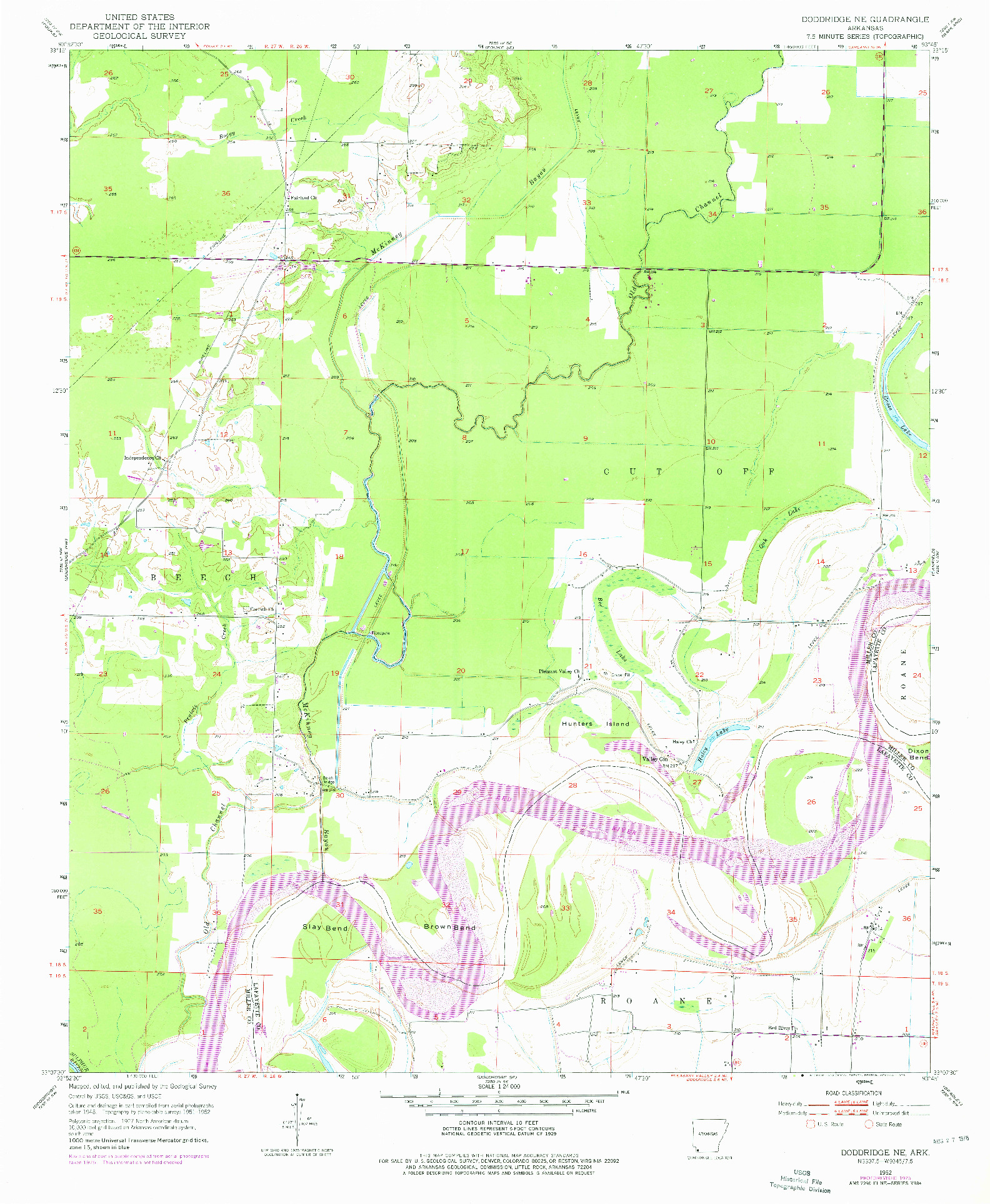 USGS 1:24000-SCALE QUADRANGLE FOR DODDRIDGE NE, AR 1952