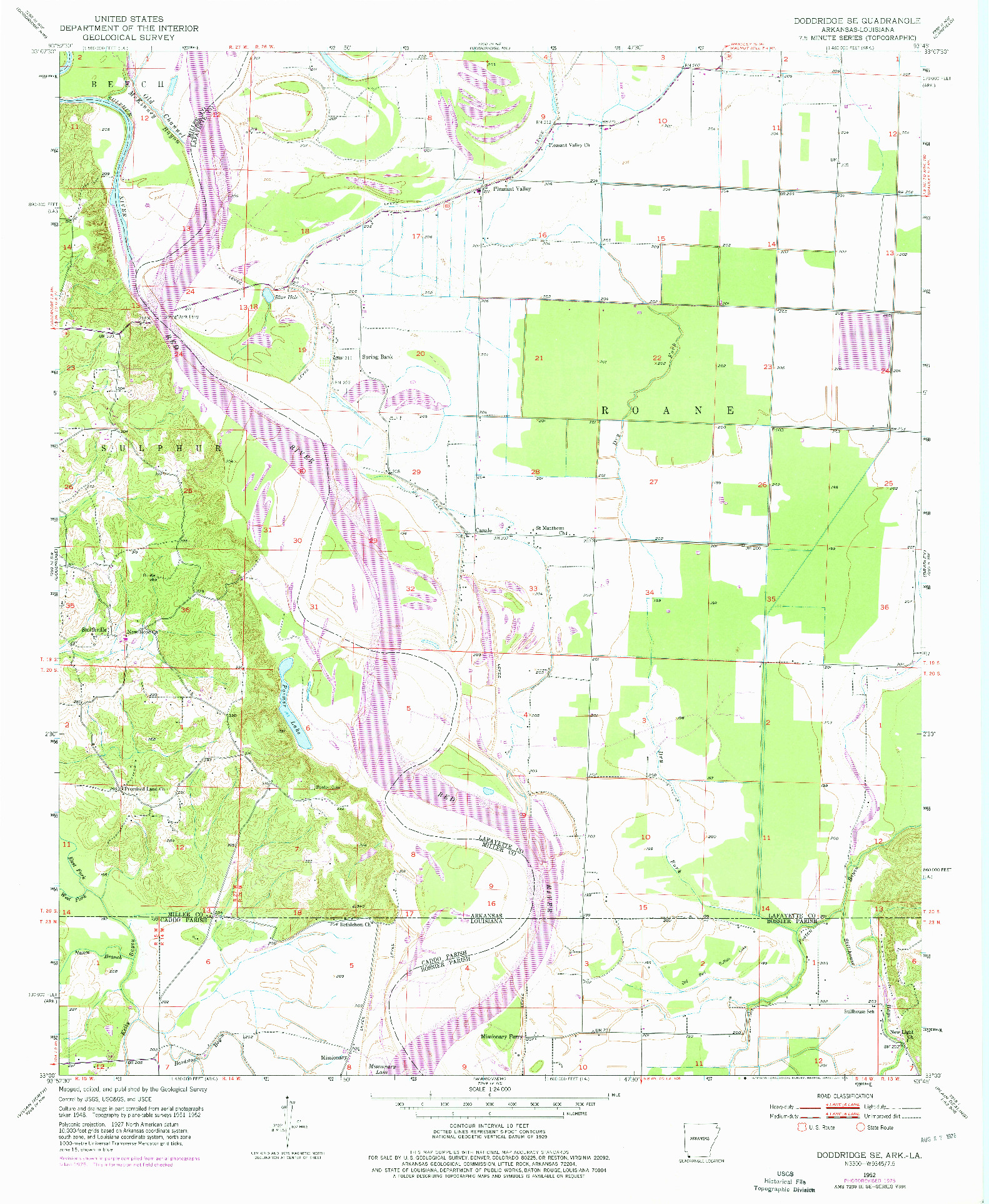 USGS 1:24000-SCALE QUADRANGLE FOR DODDRIDGE SE, AR 1952