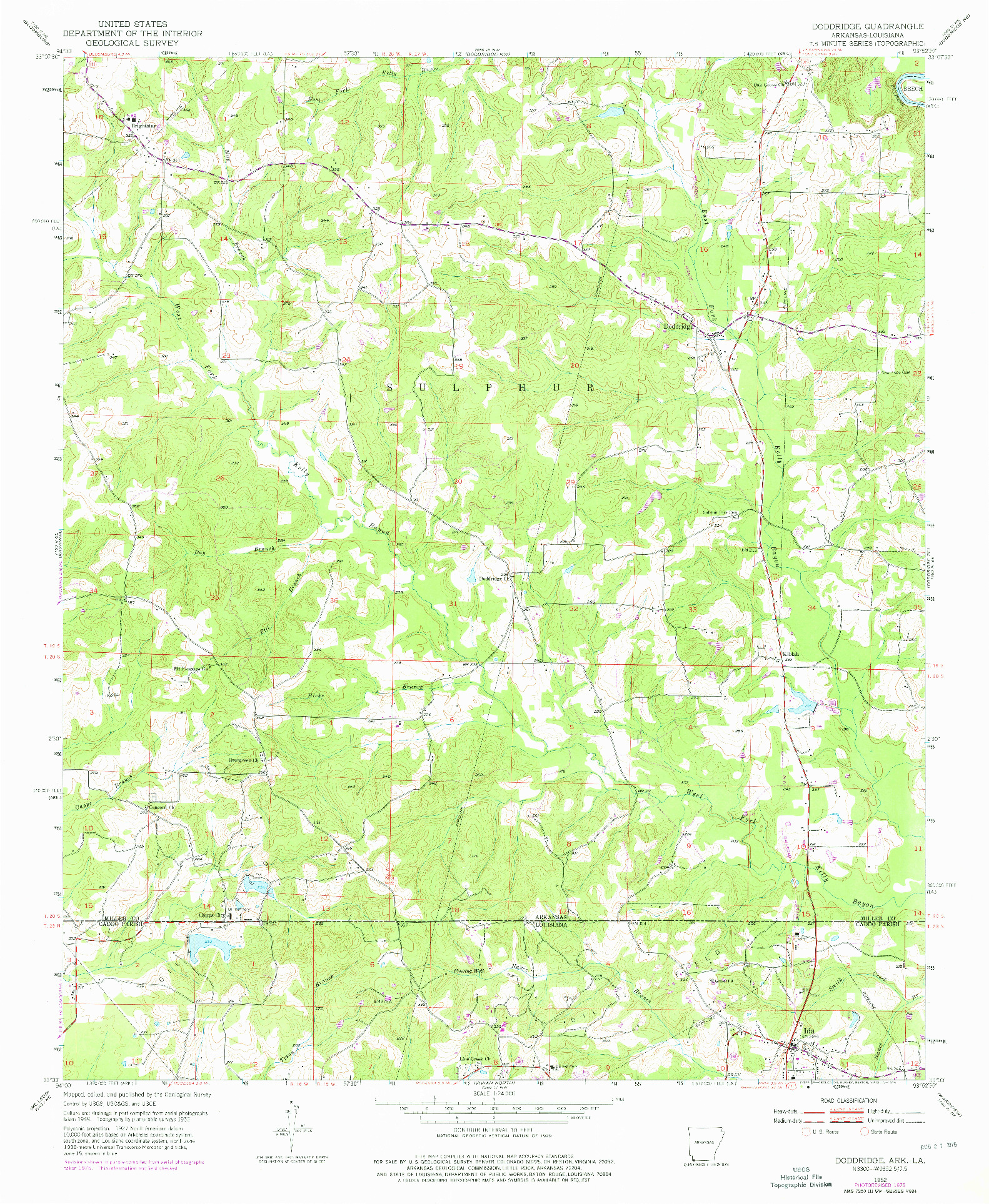 USGS 1:24000-SCALE QUADRANGLE FOR DODDRIDGE, AR 1952