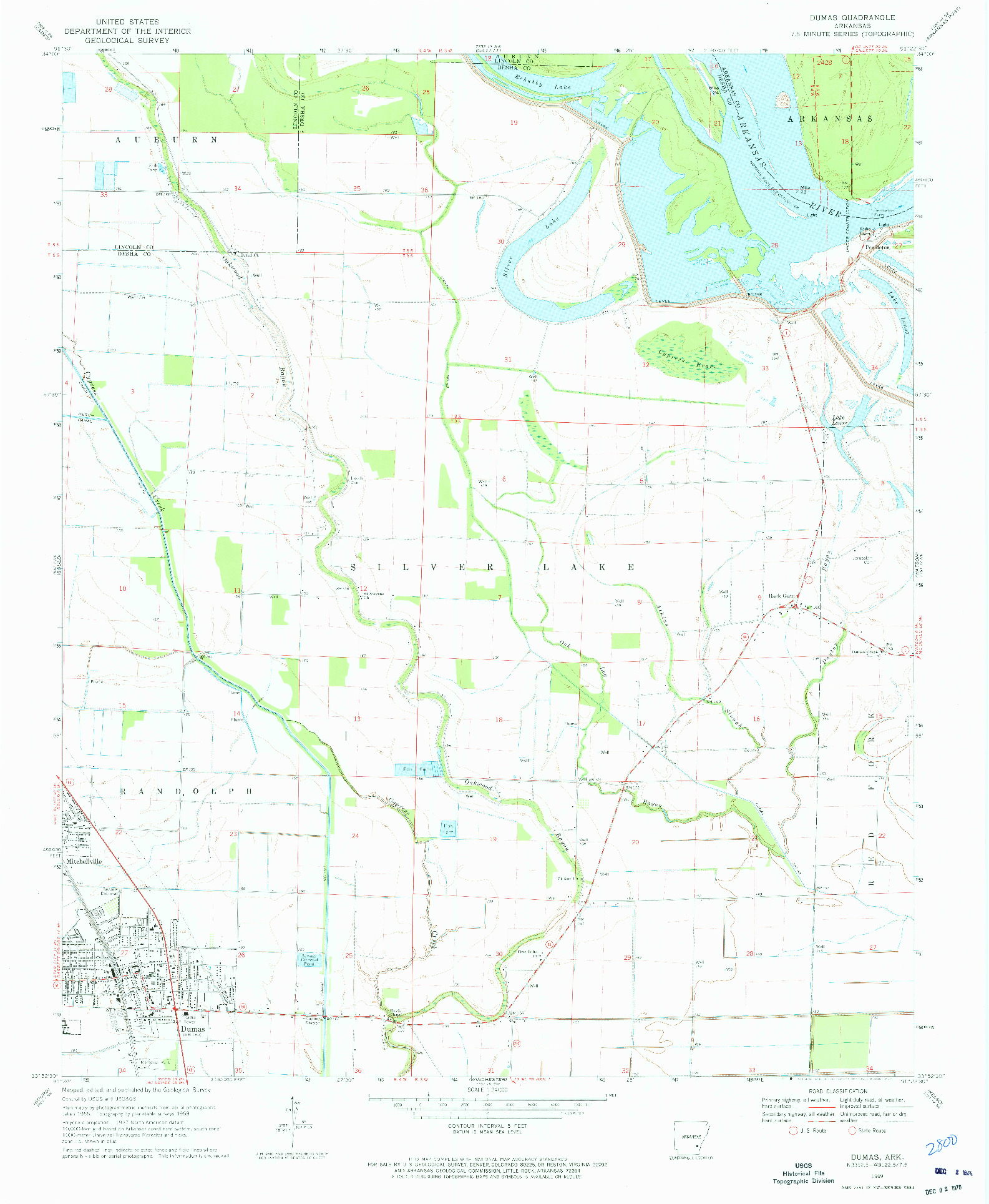 USGS 1:24000-SCALE QUADRANGLE FOR DUMAS, AR 1969