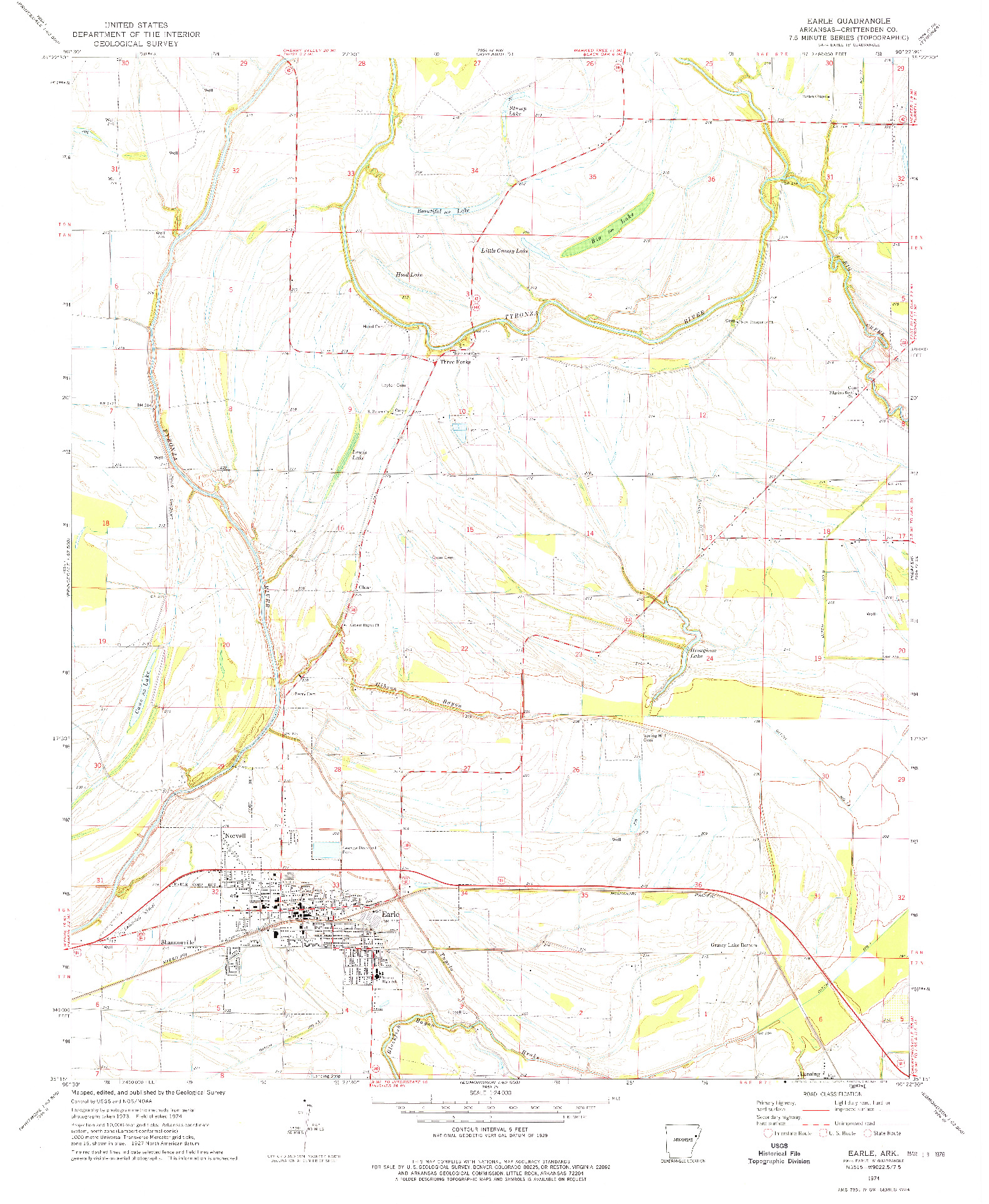 USGS 1:24000-SCALE QUADRANGLE FOR EARLE, AR 1974