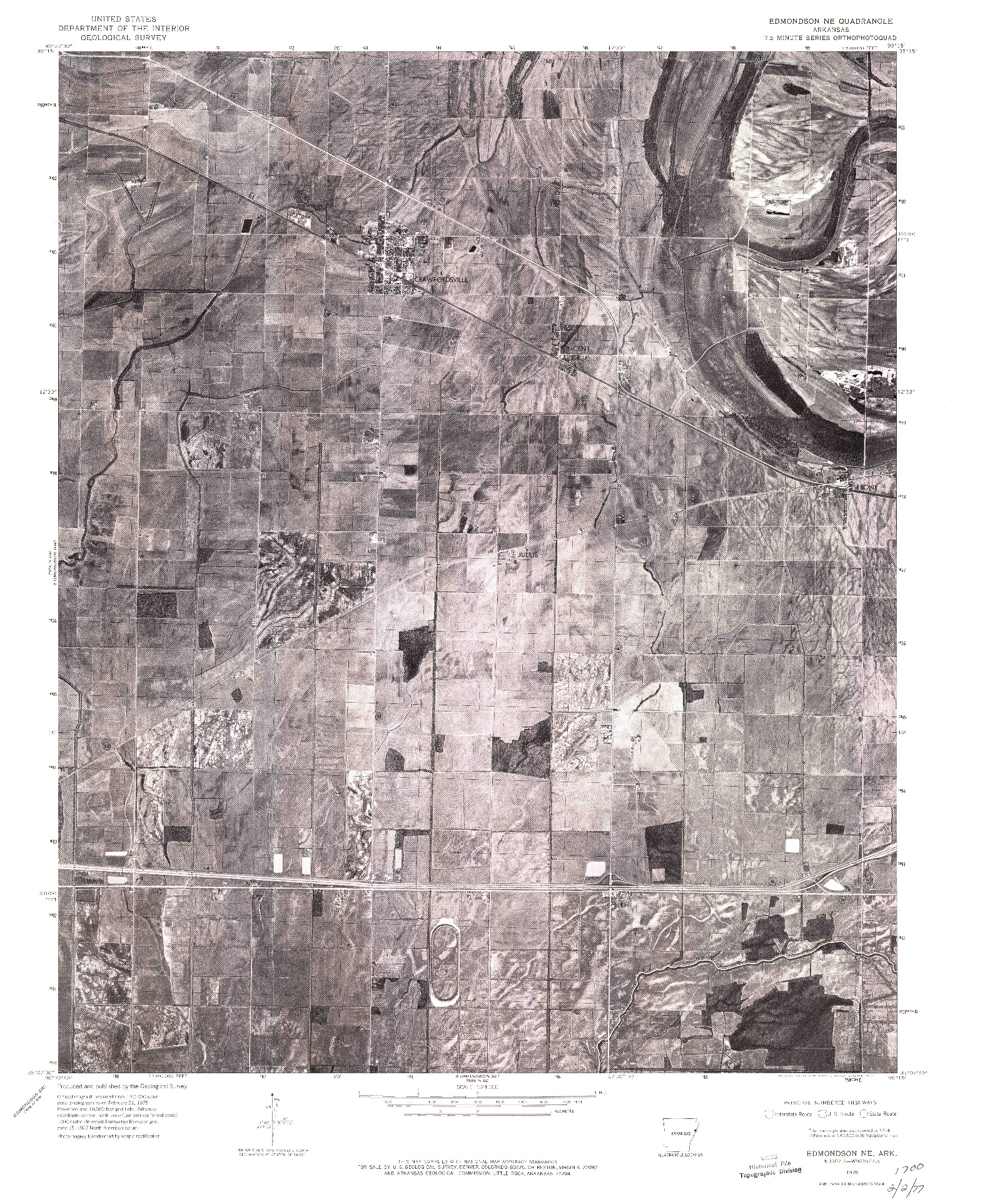 USGS 1:24000-SCALE QUADRANGLE FOR EDMONDSON NE, AR 1975