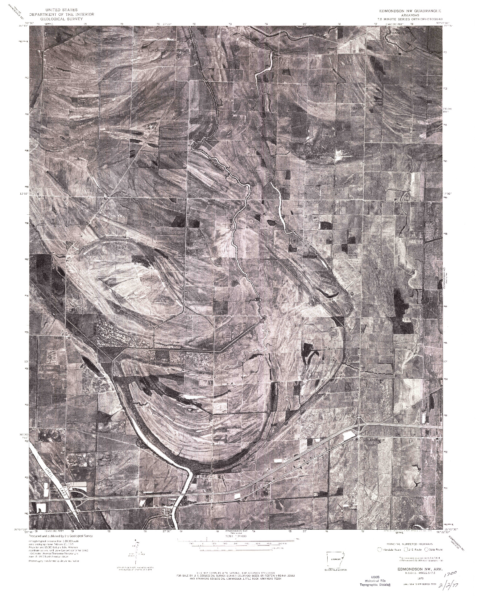 USGS 1:24000-SCALE QUADRANGLE FOR EDMONDSON NW, AR 1975