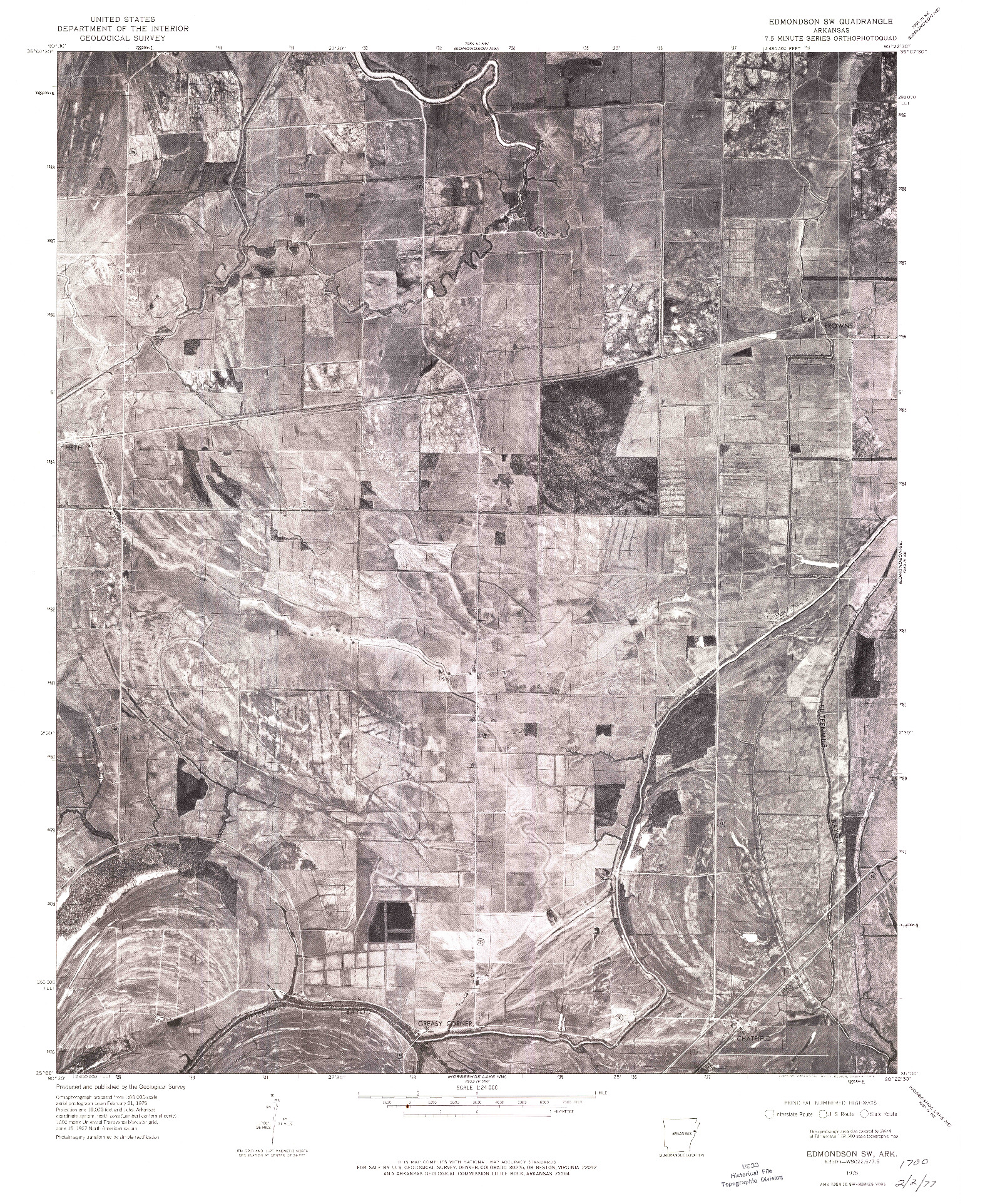 USGS 1:24000-SCALE QUADRANGLE FOR EDMONDSON SW, AR 1975