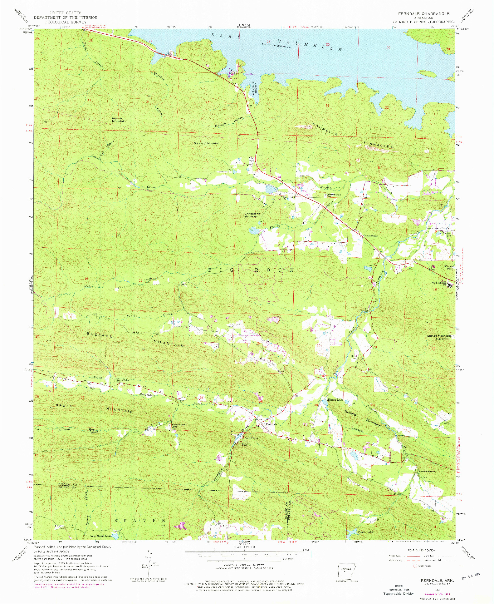 USGS 1:24000-SCALE QUADRANGLE FOR FERNDALE, AR 1963