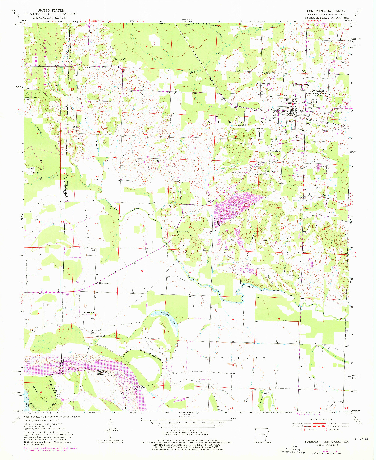 USGS 1:24000-SCALE QUADRANGLE FOR FOREMAN, AR 1951