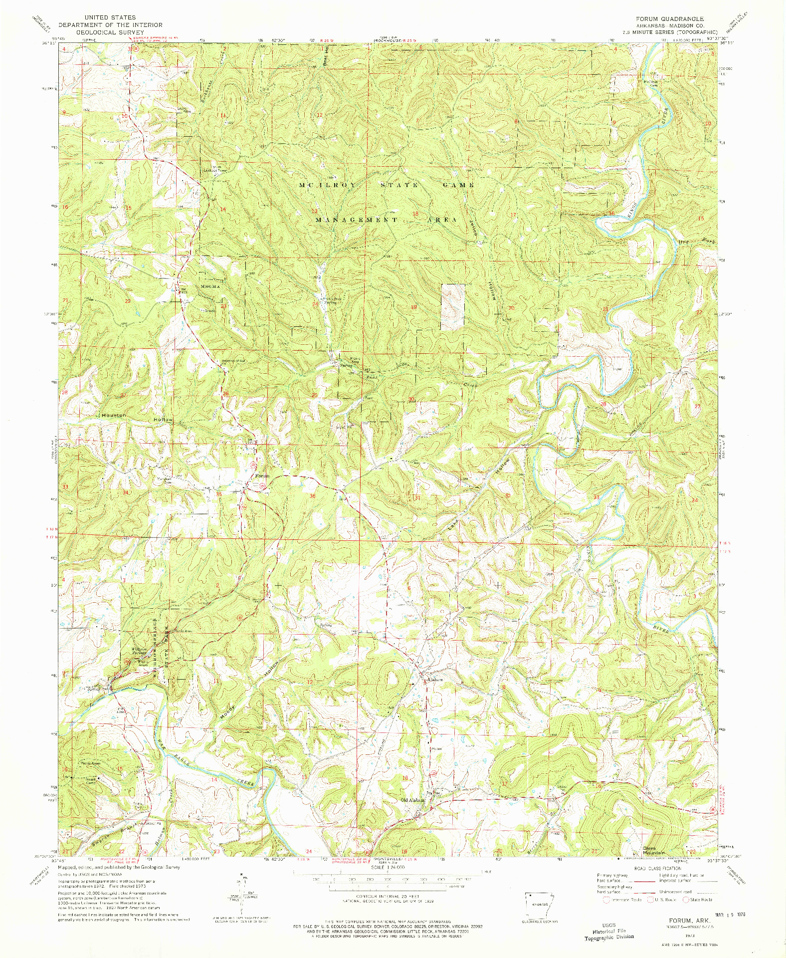 USGS 1:24000-SCALE QUADRANGLE FOR FORUM, AR 1973