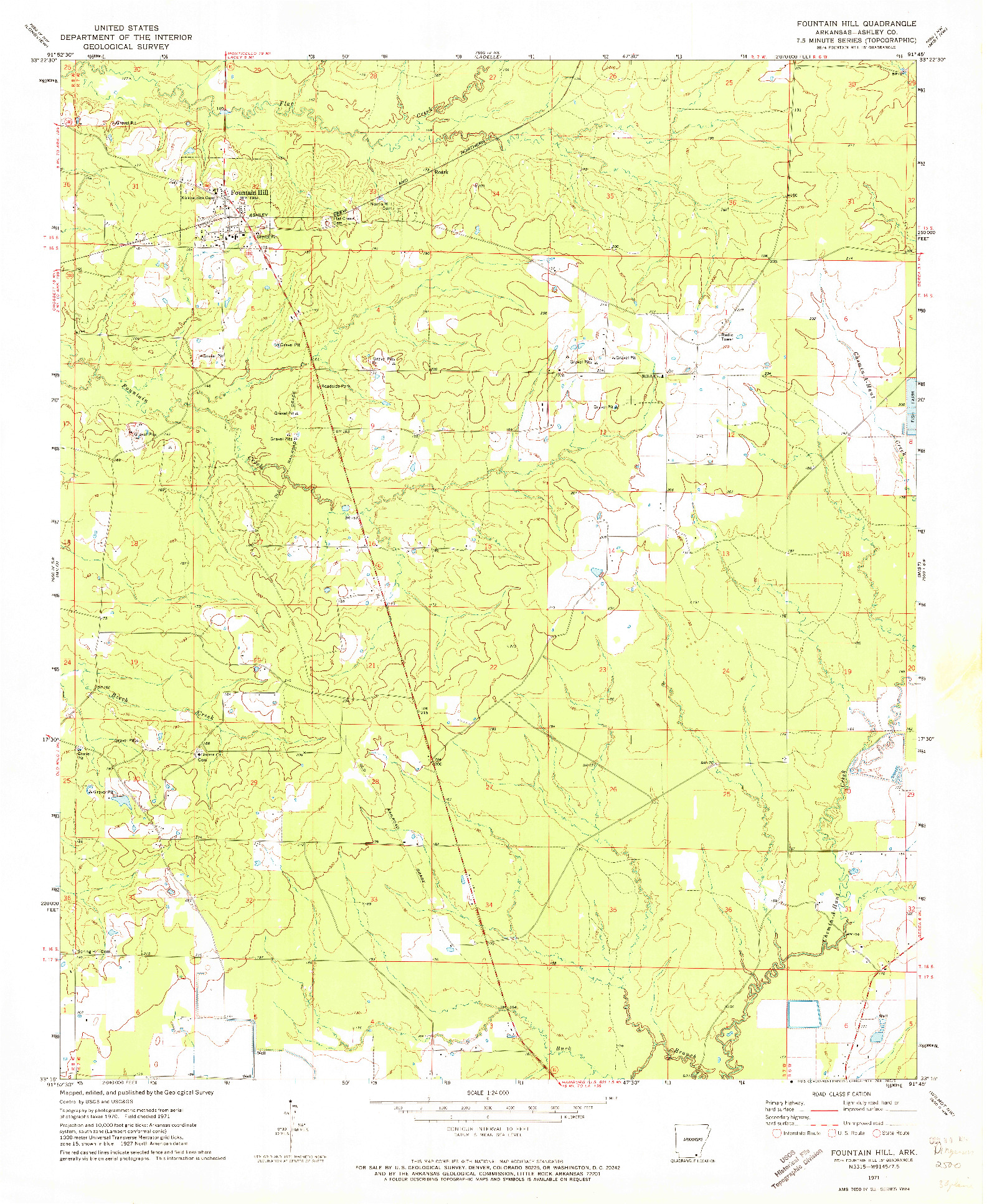 USGS 1:24000-SCALE QUADRANGLE FOR FOUNTAIN HILL, AR 1952