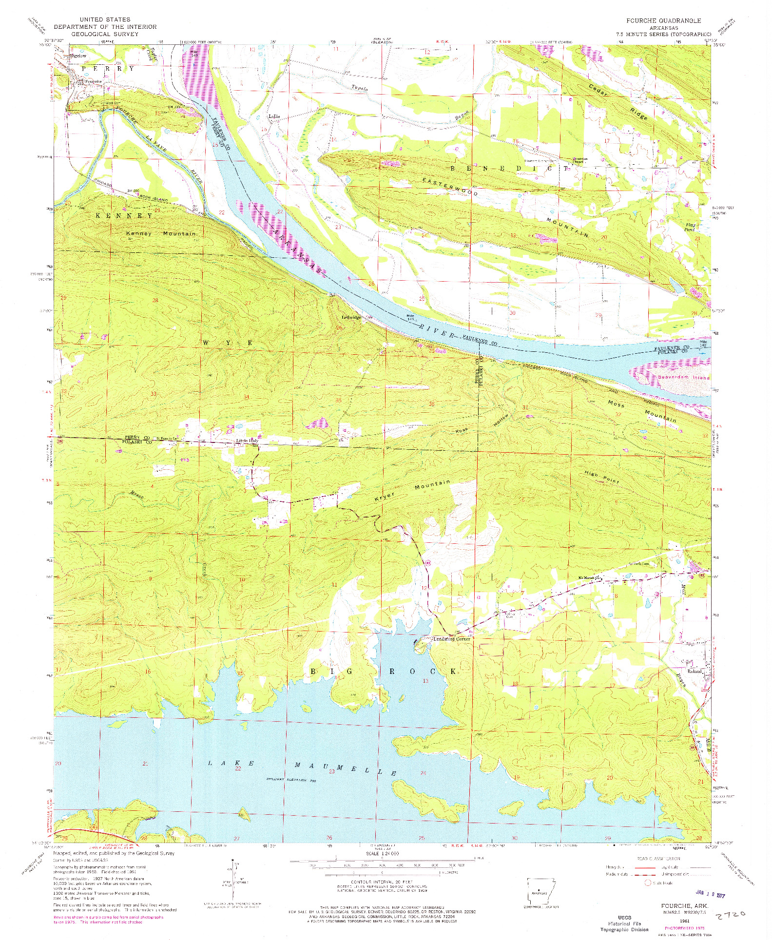 USGS 1:24000-SCALE QUADRANGLE FOR FOURCHE, AR 1961