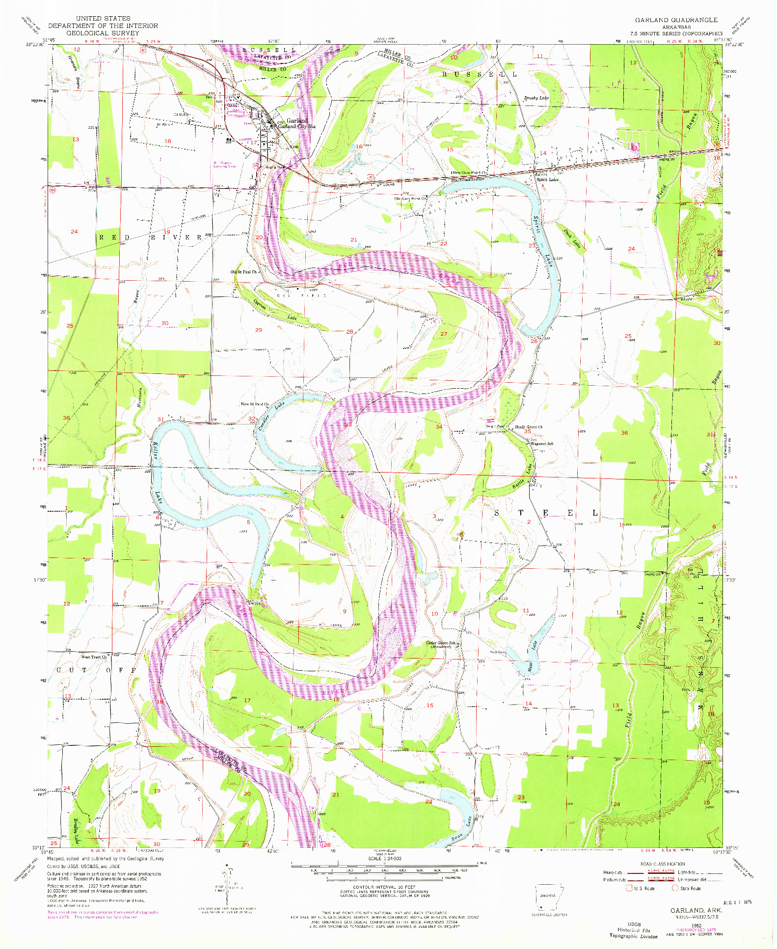 USGS 1:24000-SCALE QUADRANGLE FOR GARLAND, AR 1952