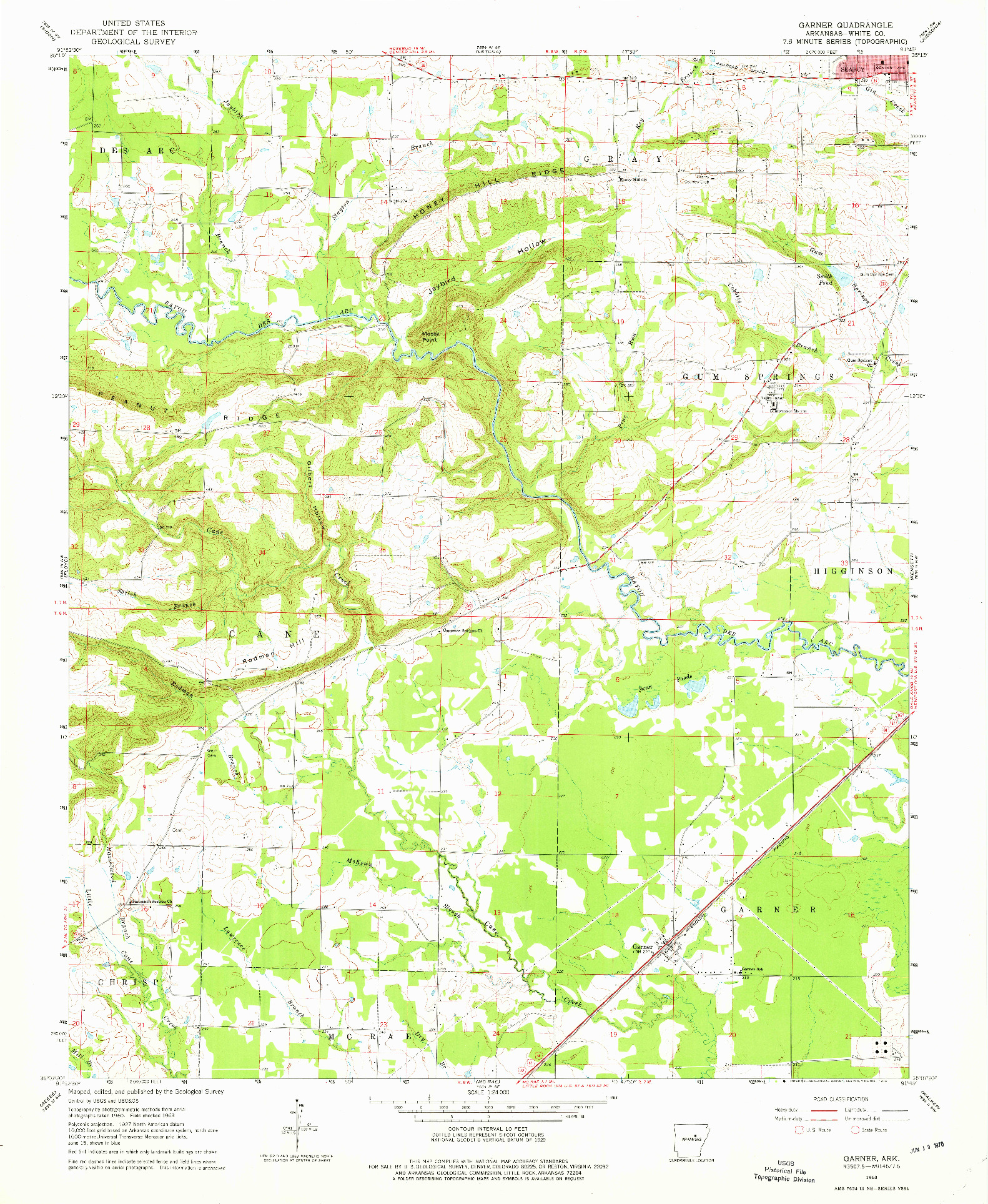 USGS 1:24000-SCALE QUADRANGLE FOR GARNER, AR 1963