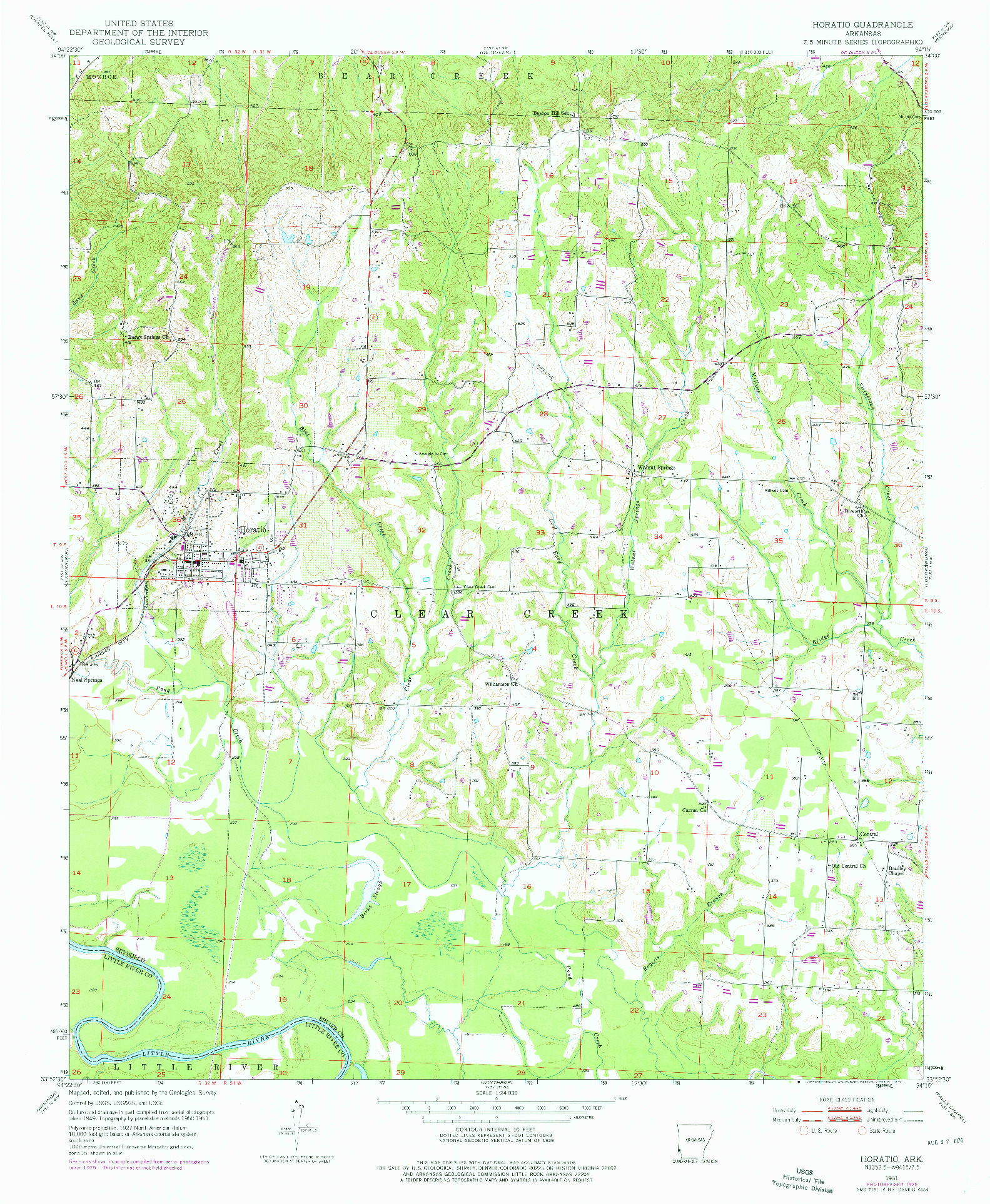 USGS 1:24000-SCALE QUADRANGLE FOR HORATIO, AR 1951