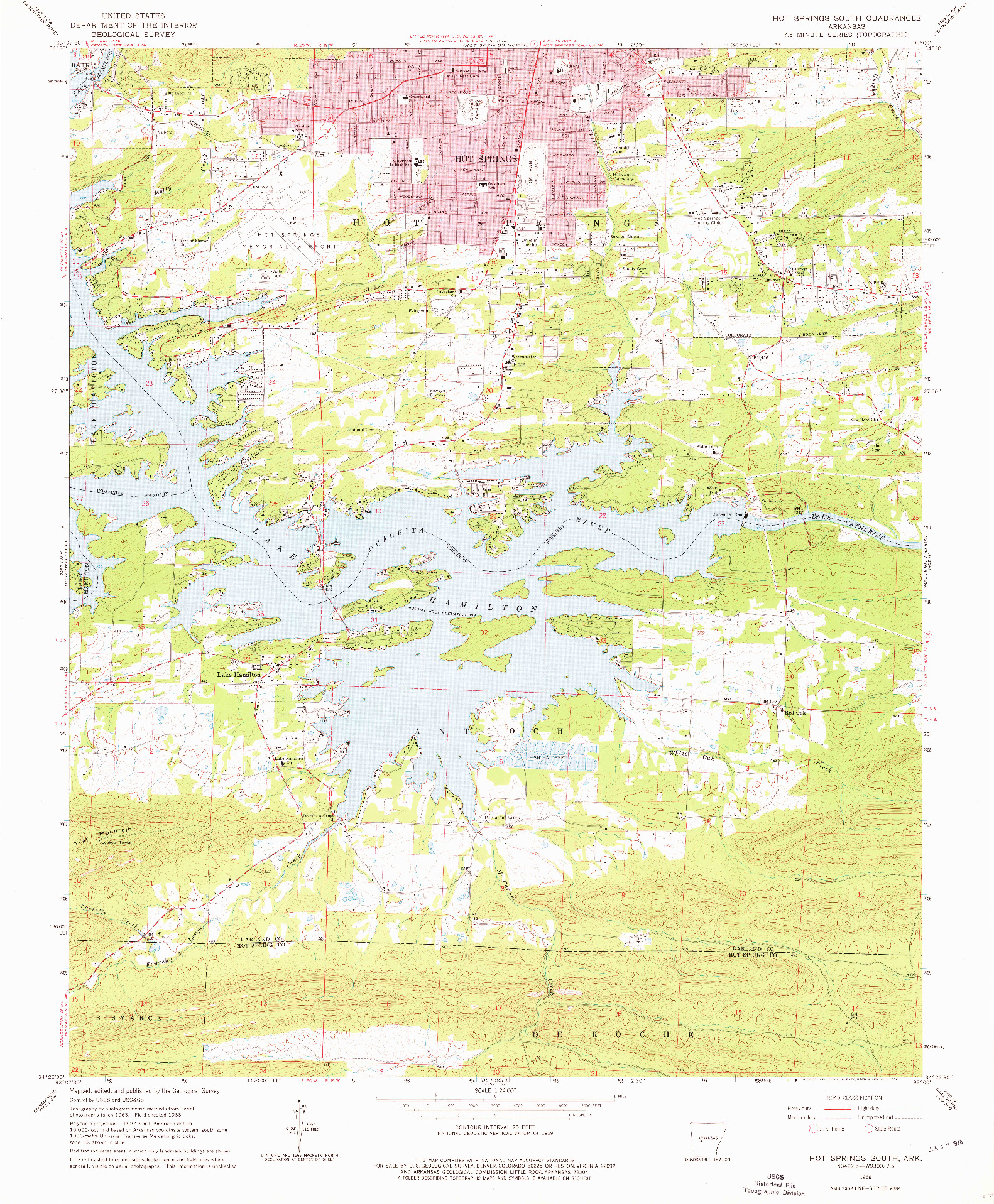 USGS 1:24000-SCALE QUADRANGLE FOR HOT SPRINGS SOUTH, AR 1966