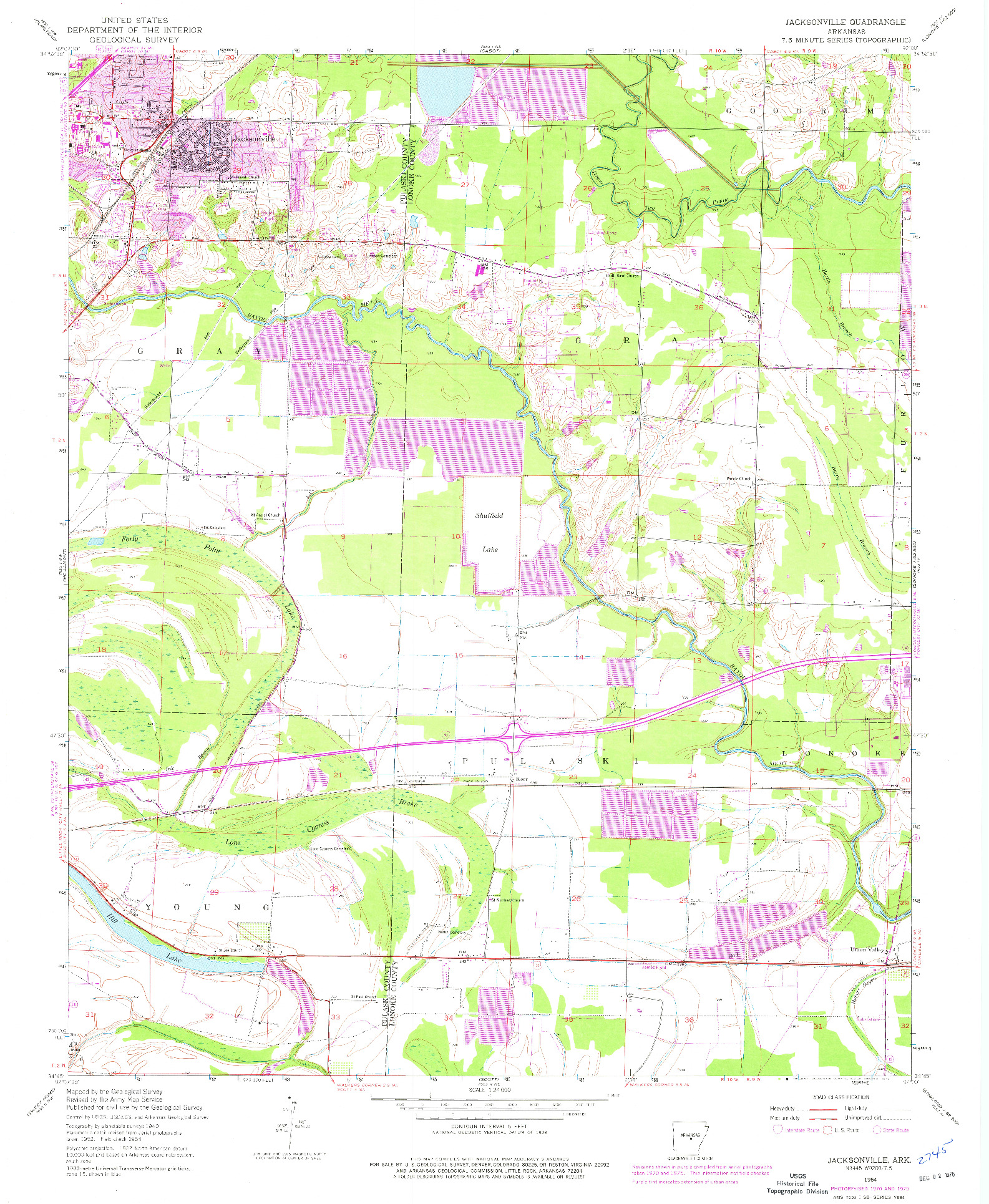 USGS 1:24000-SCALE QUADRANGLE FOR JACKSONVILLE, AR 1954