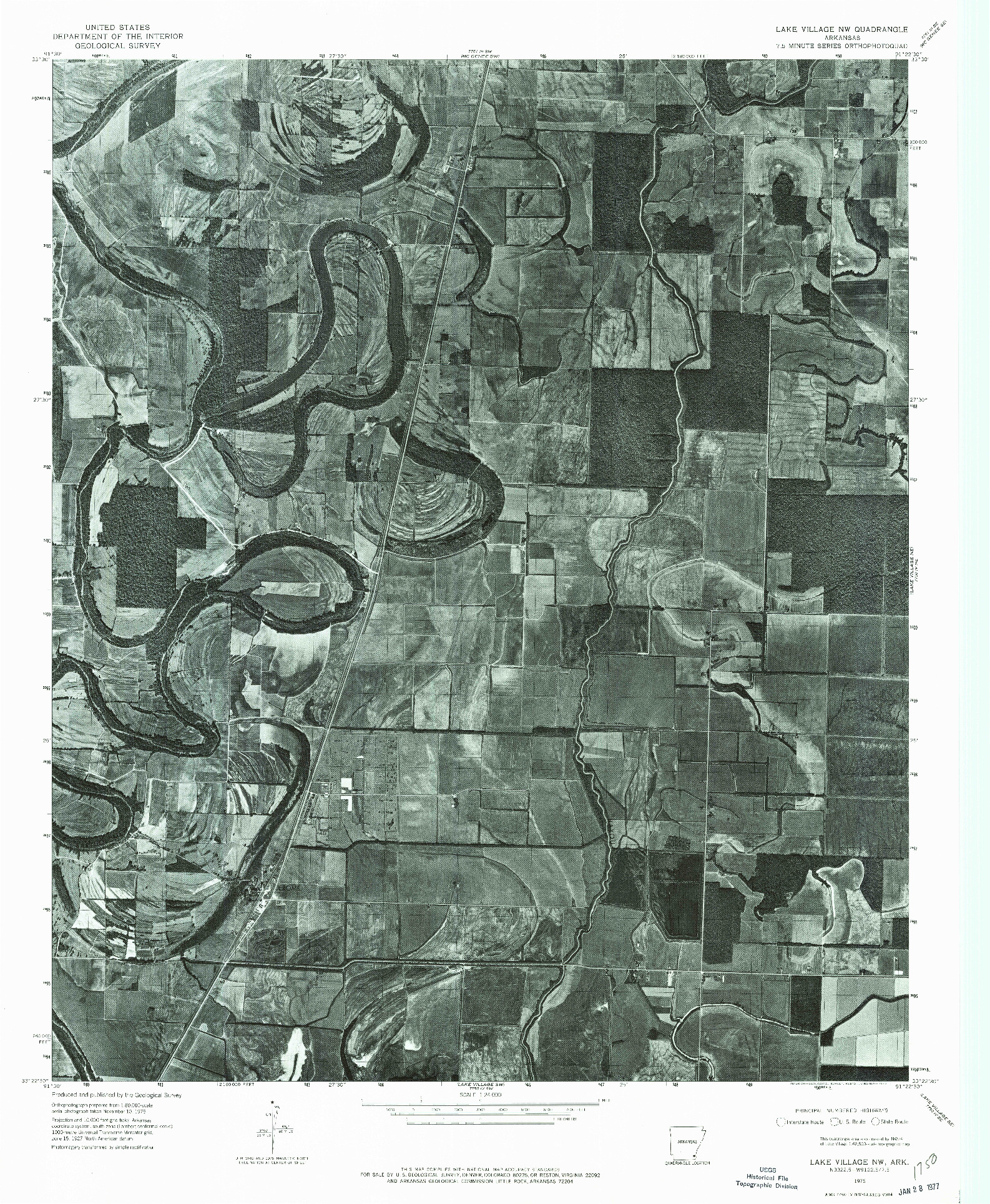 USGS 1:24000-SCALE QUADRANGLE FOR LAKE VILLAGE NW, AR 1975