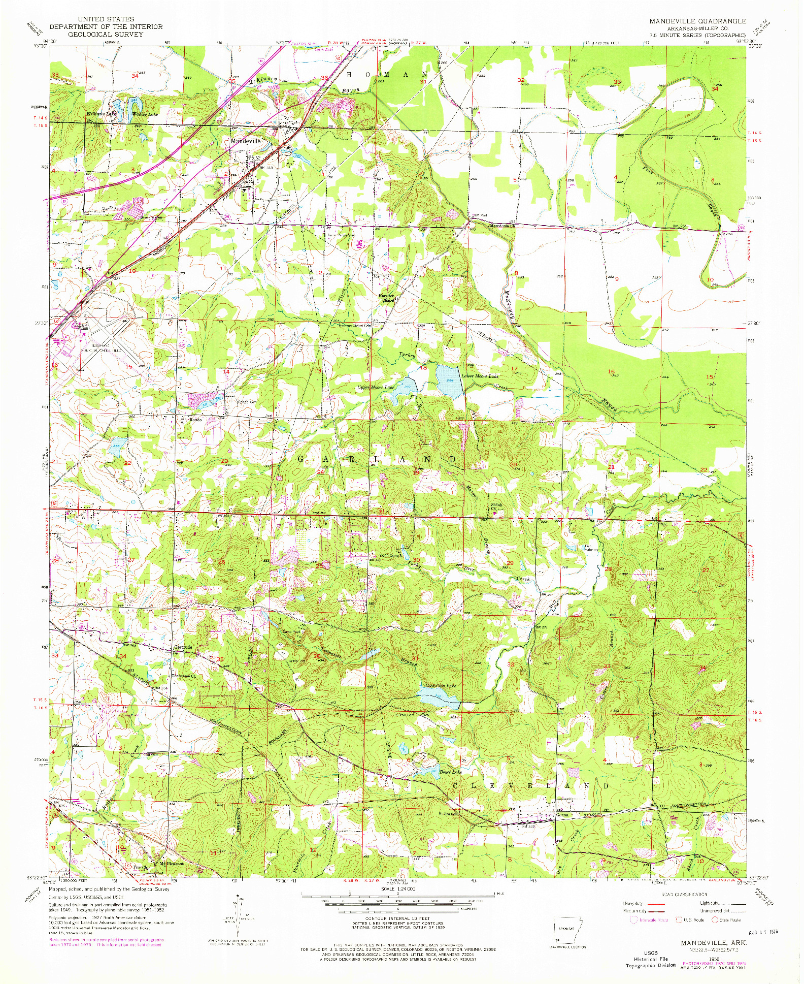 USGS 1:24000-SCALE QUADRANGLE FOR MANDEVILLE, AR 1952
