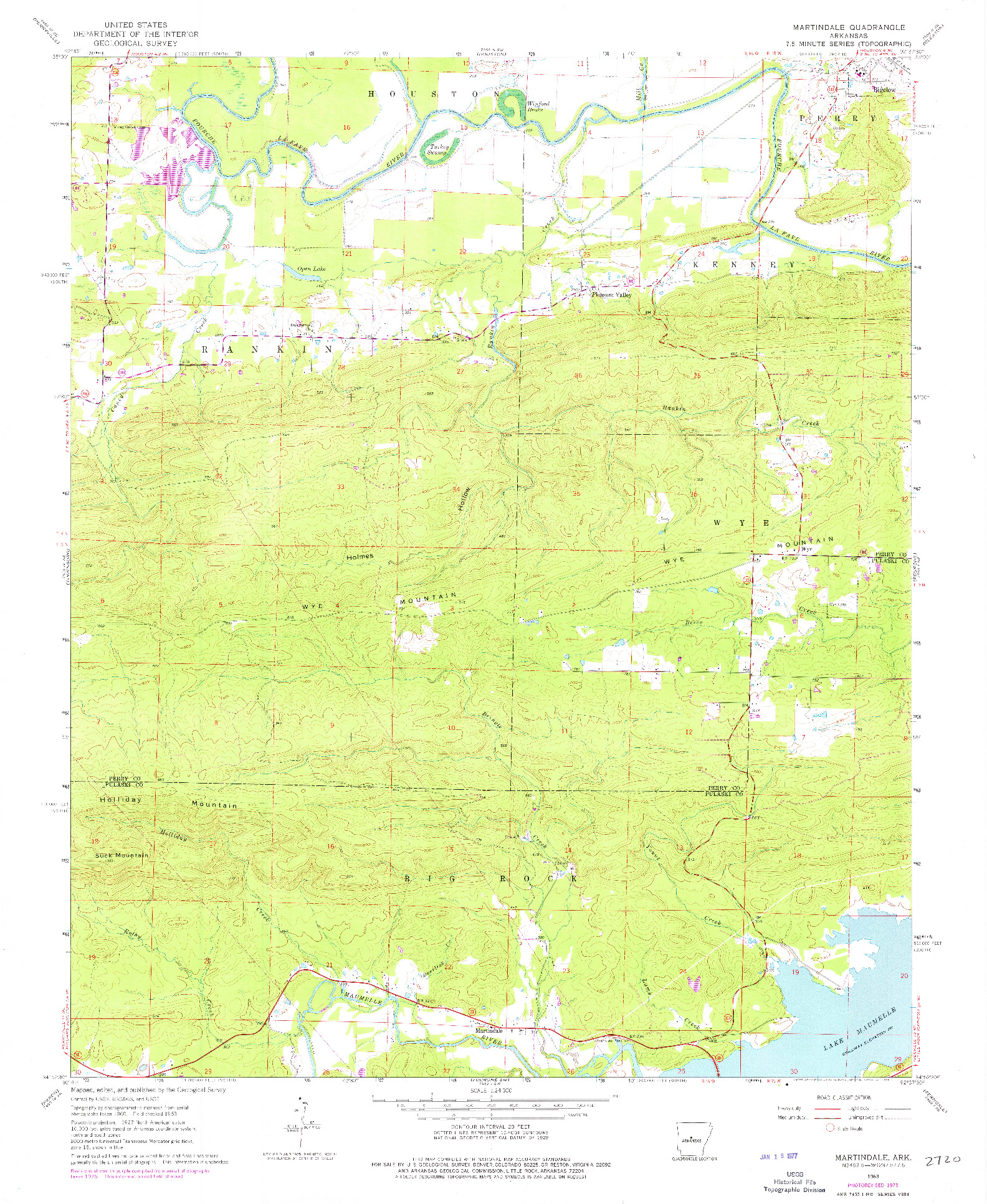 USGS 1:24000-SCALE QUADRANGLE FOR MARTINDALE, AR 1963