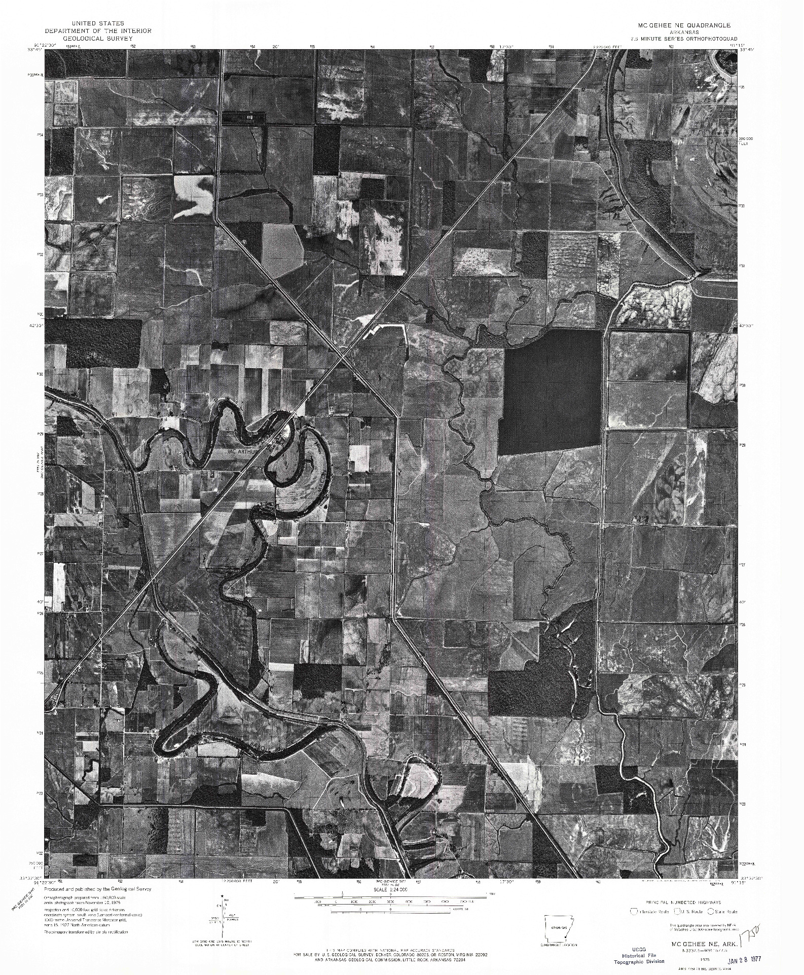 USGS 1:24000-SCALE QUADRANGLE FOR MC GEHEE NE, AR 1975