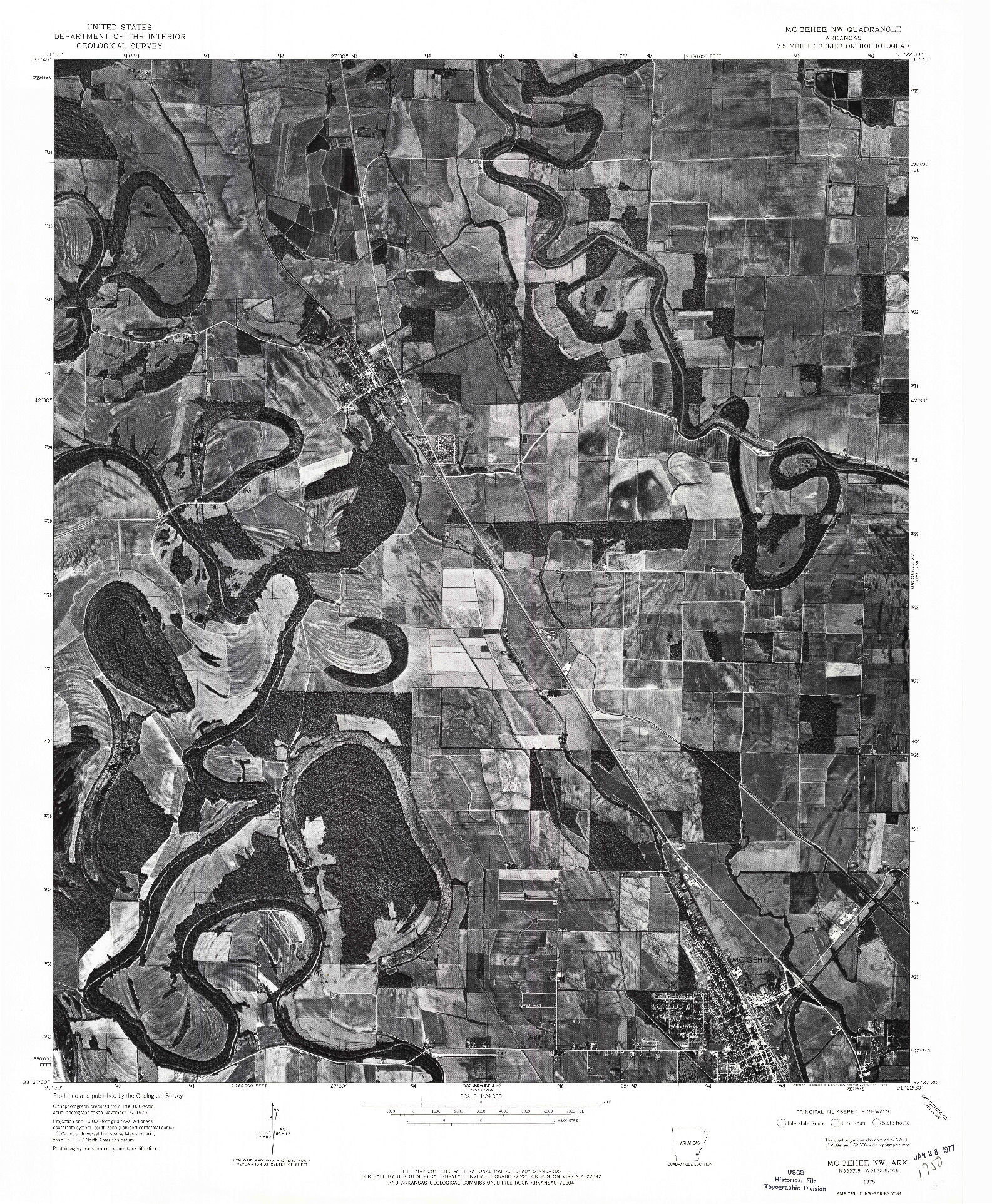 USGS 1:24000-SCALE QUADRANGLE FOR MC GEHEE NW, AR 1975