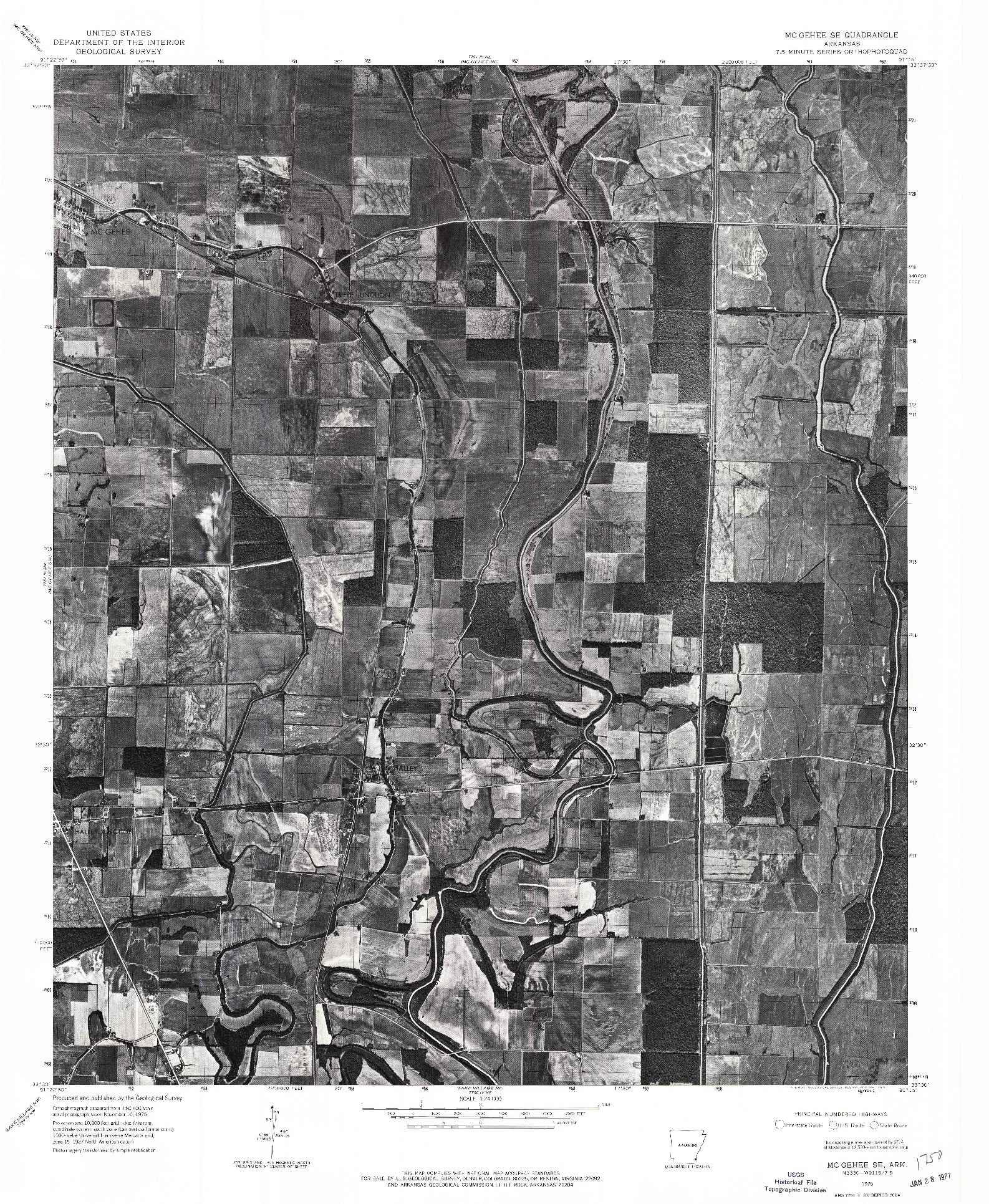 USGS 1:24000-SCALE QUADRANGLE FOR MC GEHEE SE, AR 1975