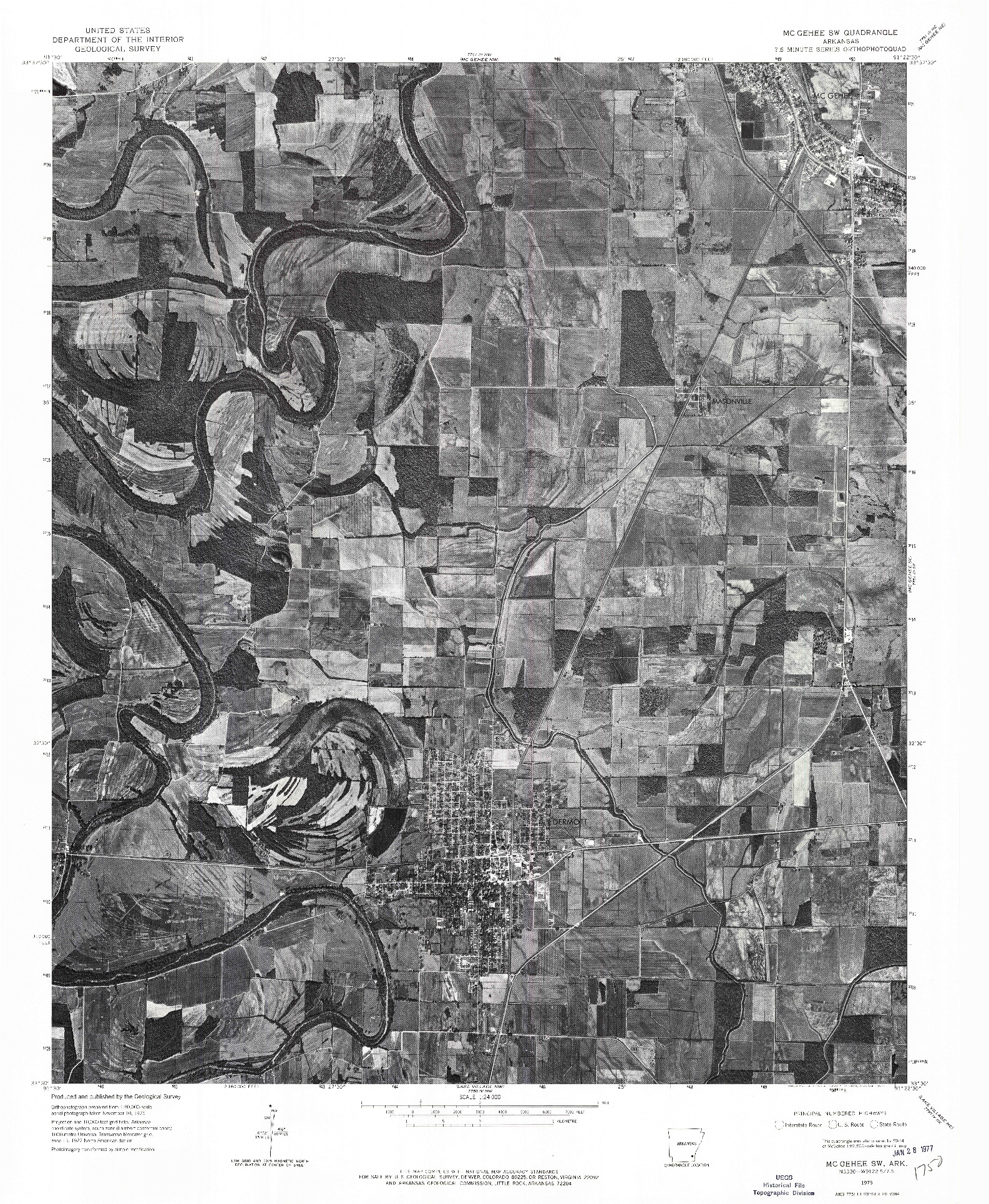 USGS 1:24000-SCALE QUADRANGLE FOR MC GEHEE SW, AR 1975