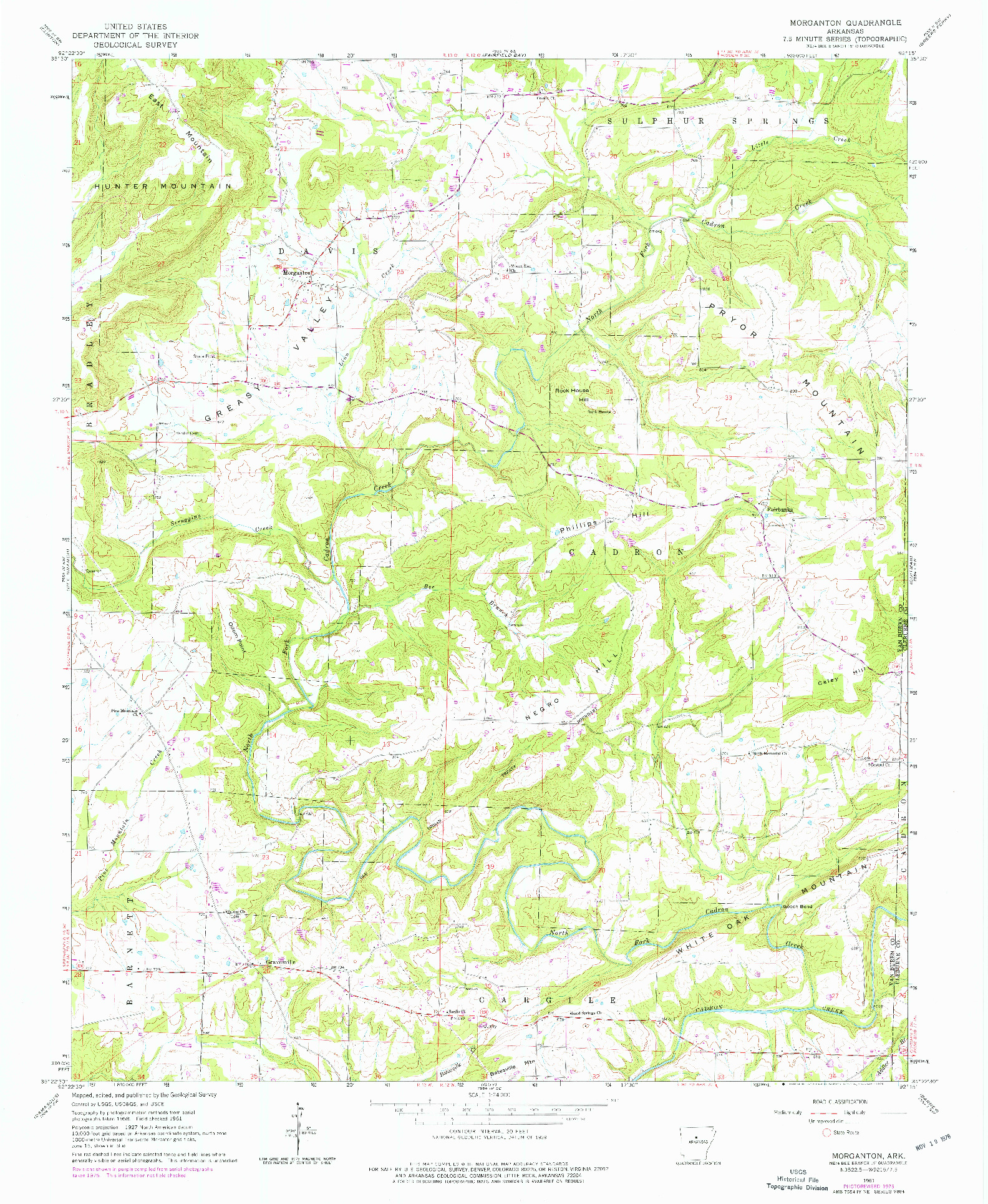 USGS 1:24000-SCALE QUADRANGLE FOR MORGANTON, AR 1961