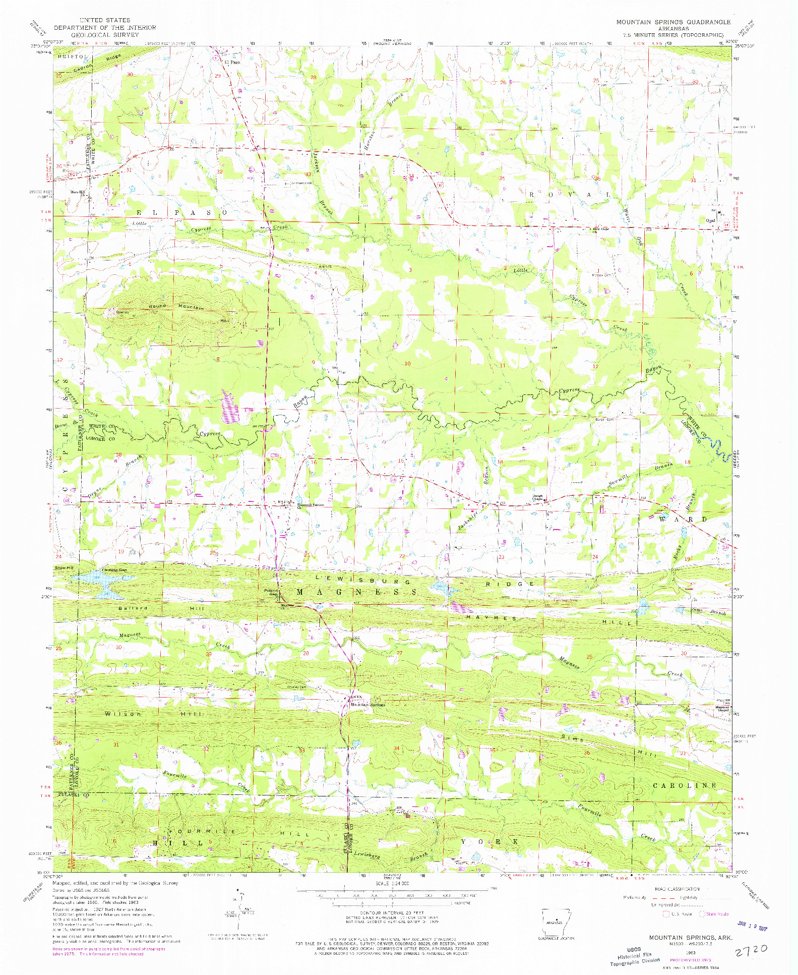 USGS 1:24000-SCALE QUADRANGLE FOR MOUNTAIN SPRINGS, AR 1963