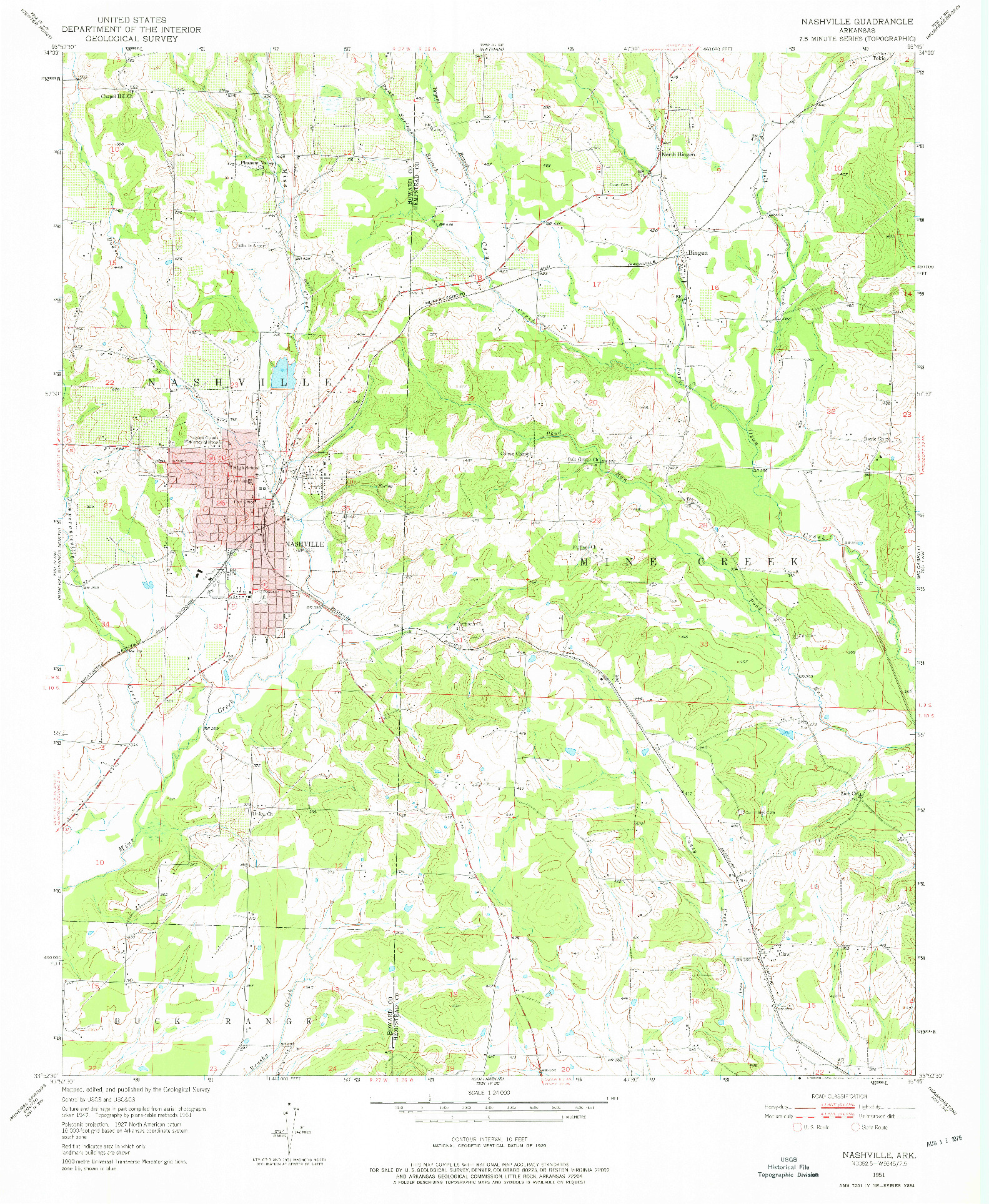 USGS 1:24000-SCALE QUADRANGLE FOR NASHVILLE, AR 1951