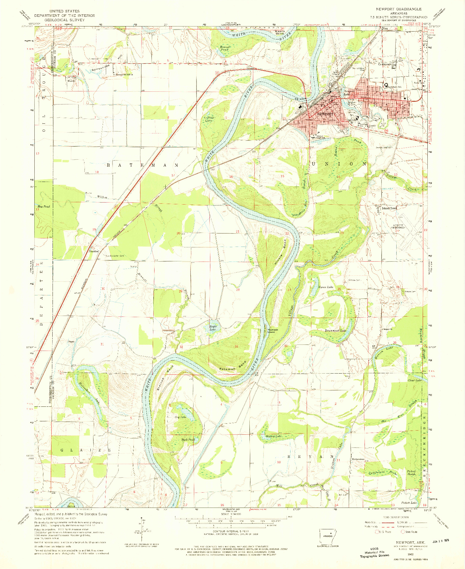 USGS 1:24000-SCALE QUADRANGLE FOR NEWPORT, AR 1962