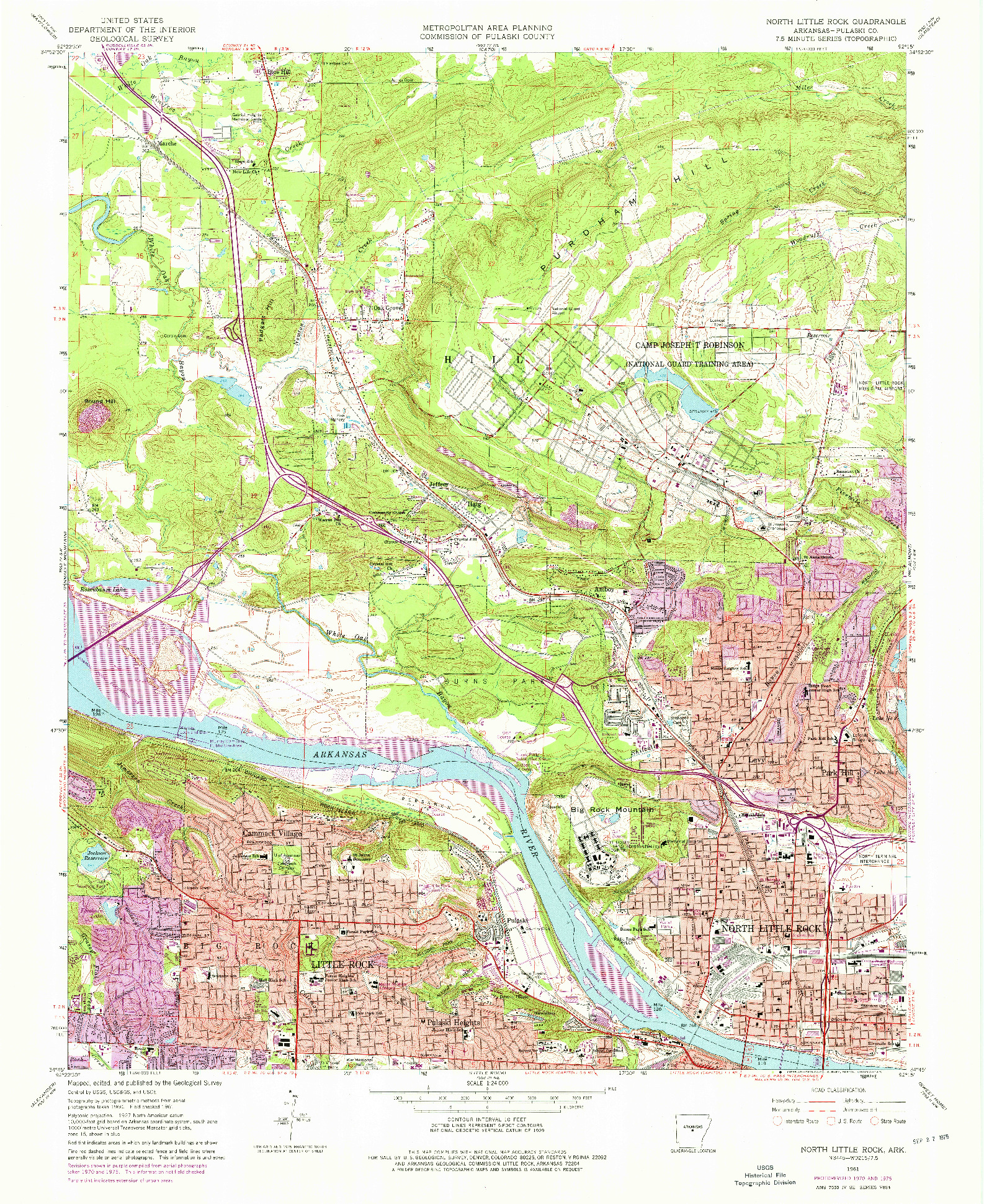 USGS 1:24000-SCALE QUADRANGLE FOR NORTH LITTLE ROCK, AR 1961