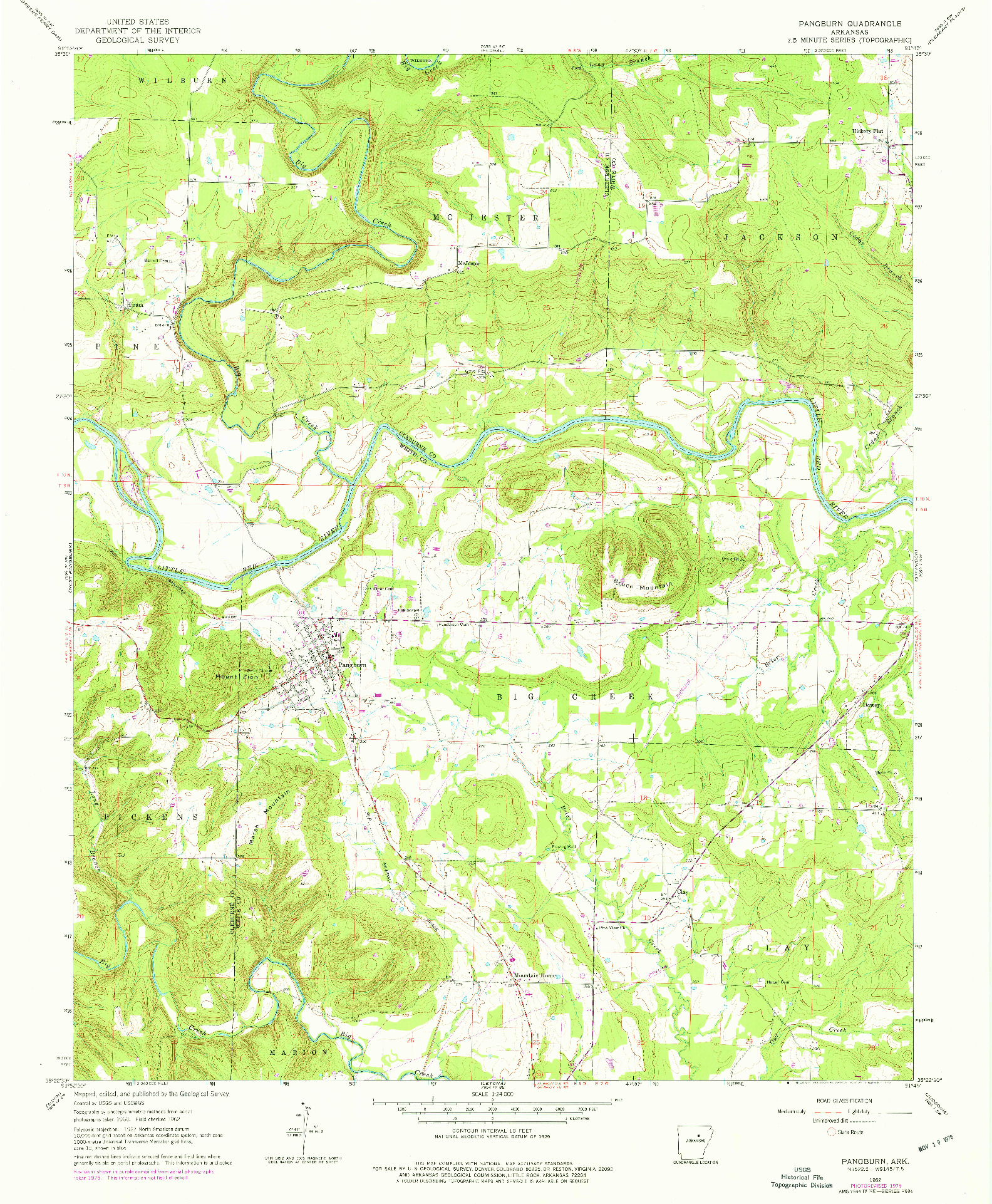 USGS 1:24000-SCALE QUADRANGLE FOR PANGBURN, AR 1962