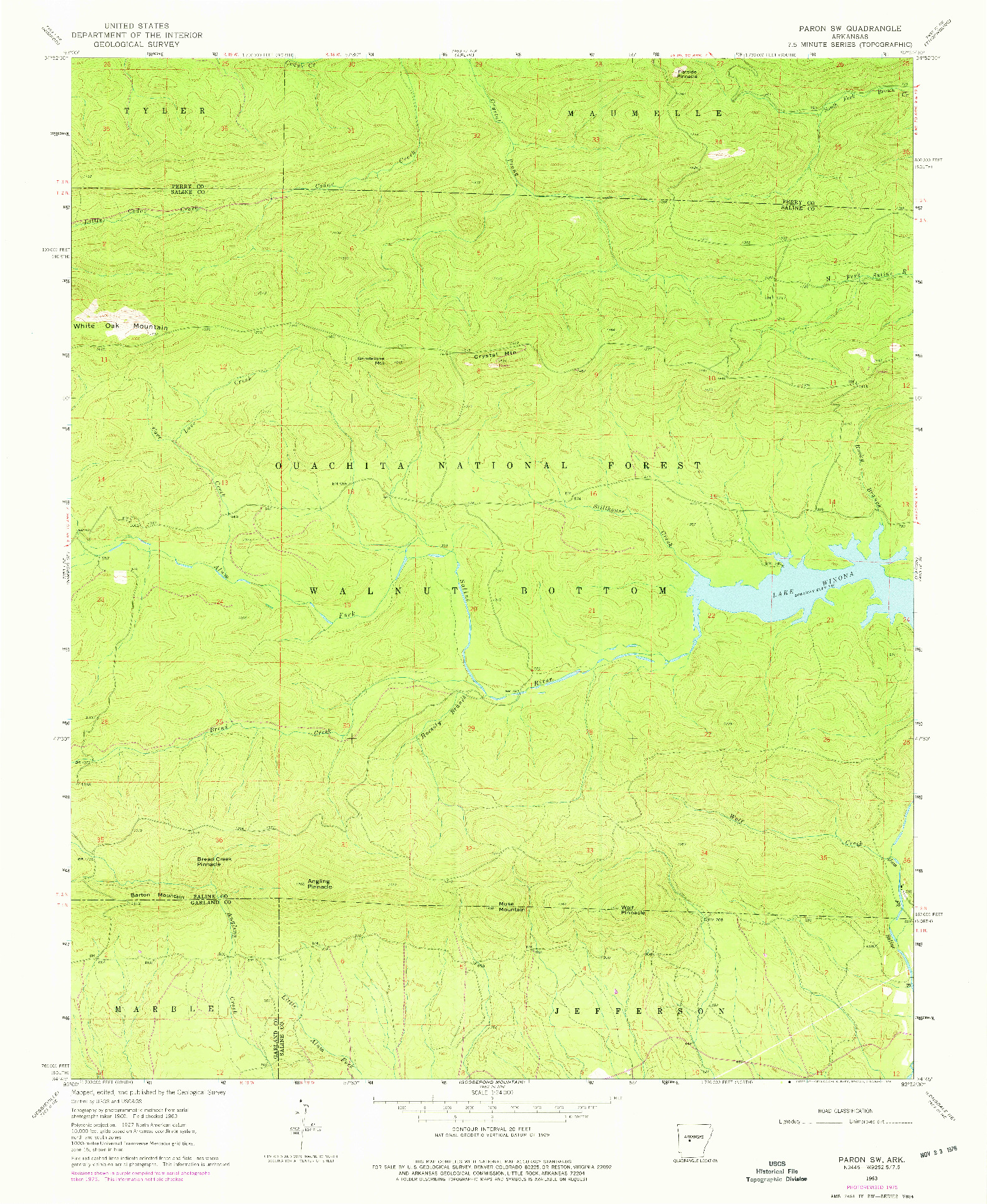USGS 1:24000-SCALE QUADRANGLE FOR PARON SW, AR 1963