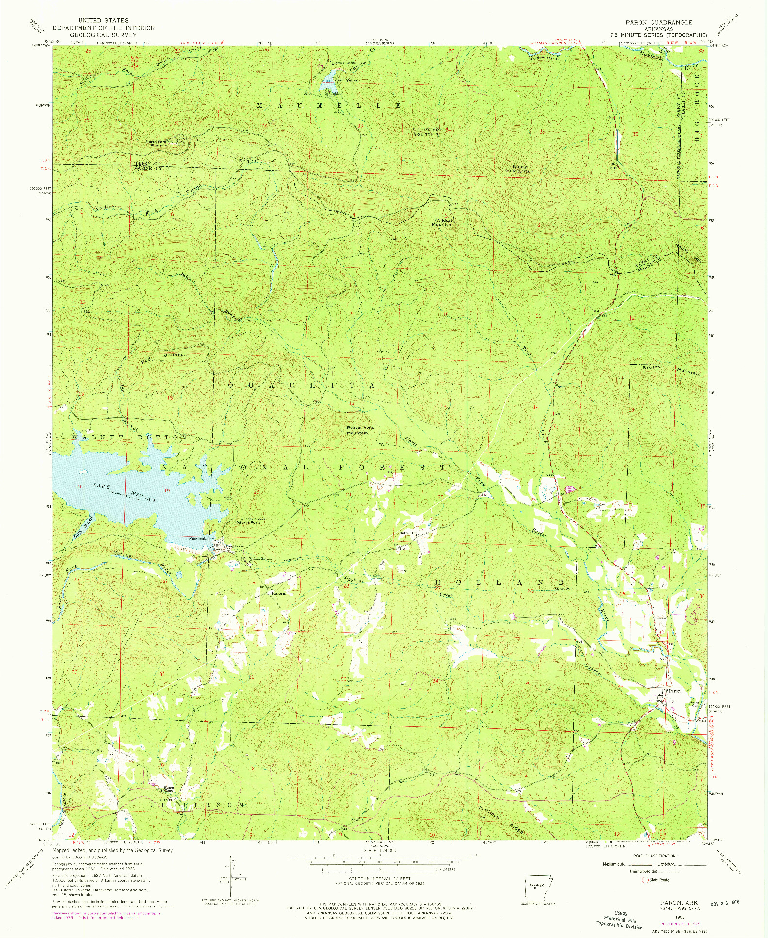 USGS 1:24000-SCALE QUADRANGLE FOR PARON, AR 1963